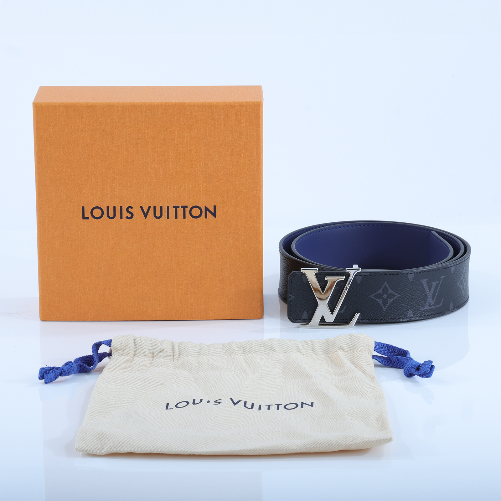 路易威登 LOUIS VUITTON LV Initiales 皮帶 腰帶 M0534T 黑原花皮帶 原廠盒子/防塵袋