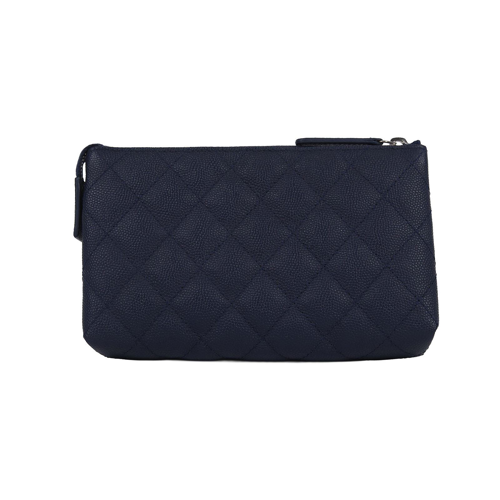 香奈兒 CHANEL 菱格紋 手拿包  25開 深藍荔枝POUCH 原廠盒子/防塵袋/保證卡