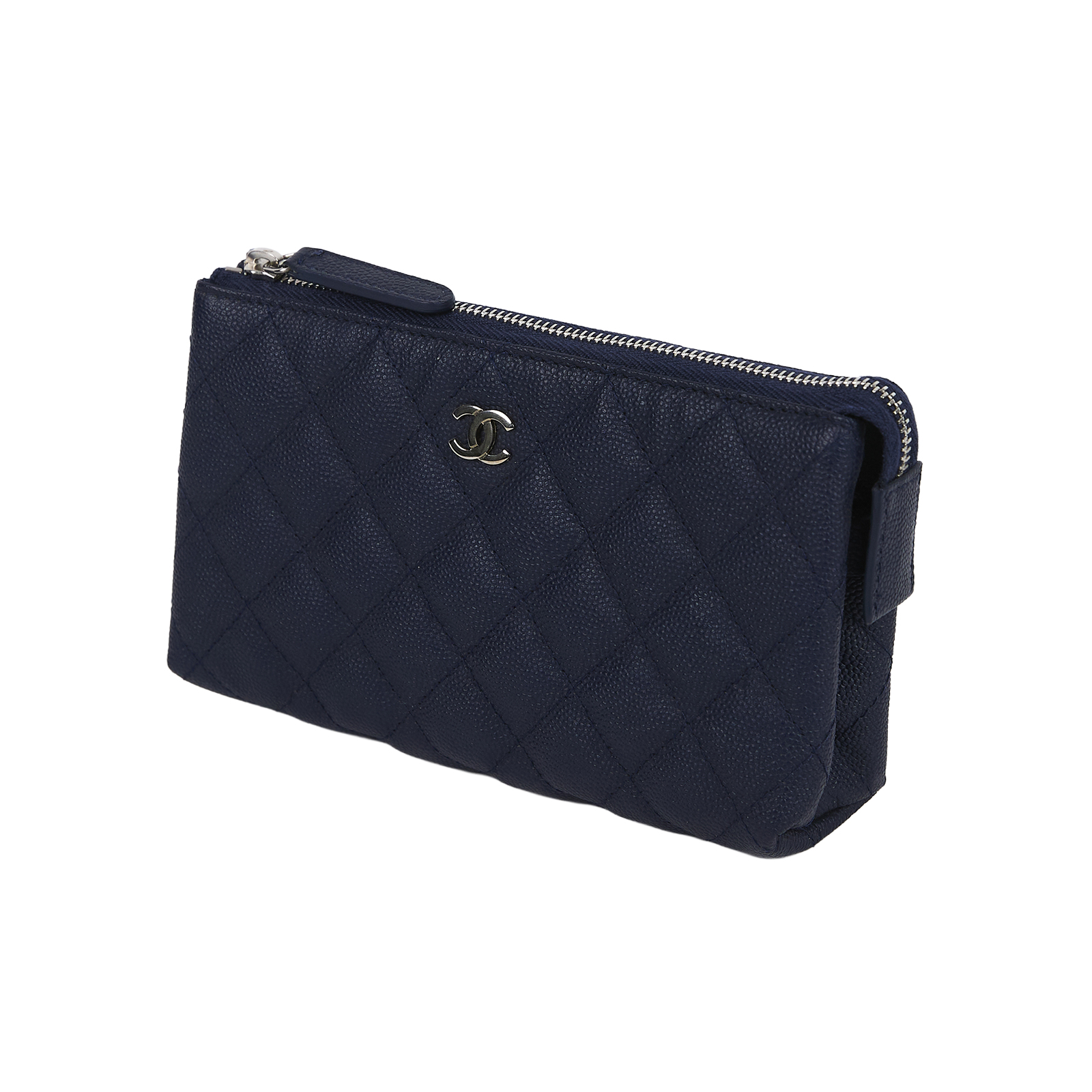 香奈兒 CHANEL 菱格紋 手拿包  25開 深藍荔枝POUCH 原廠盒子/防塵袋/保證卡