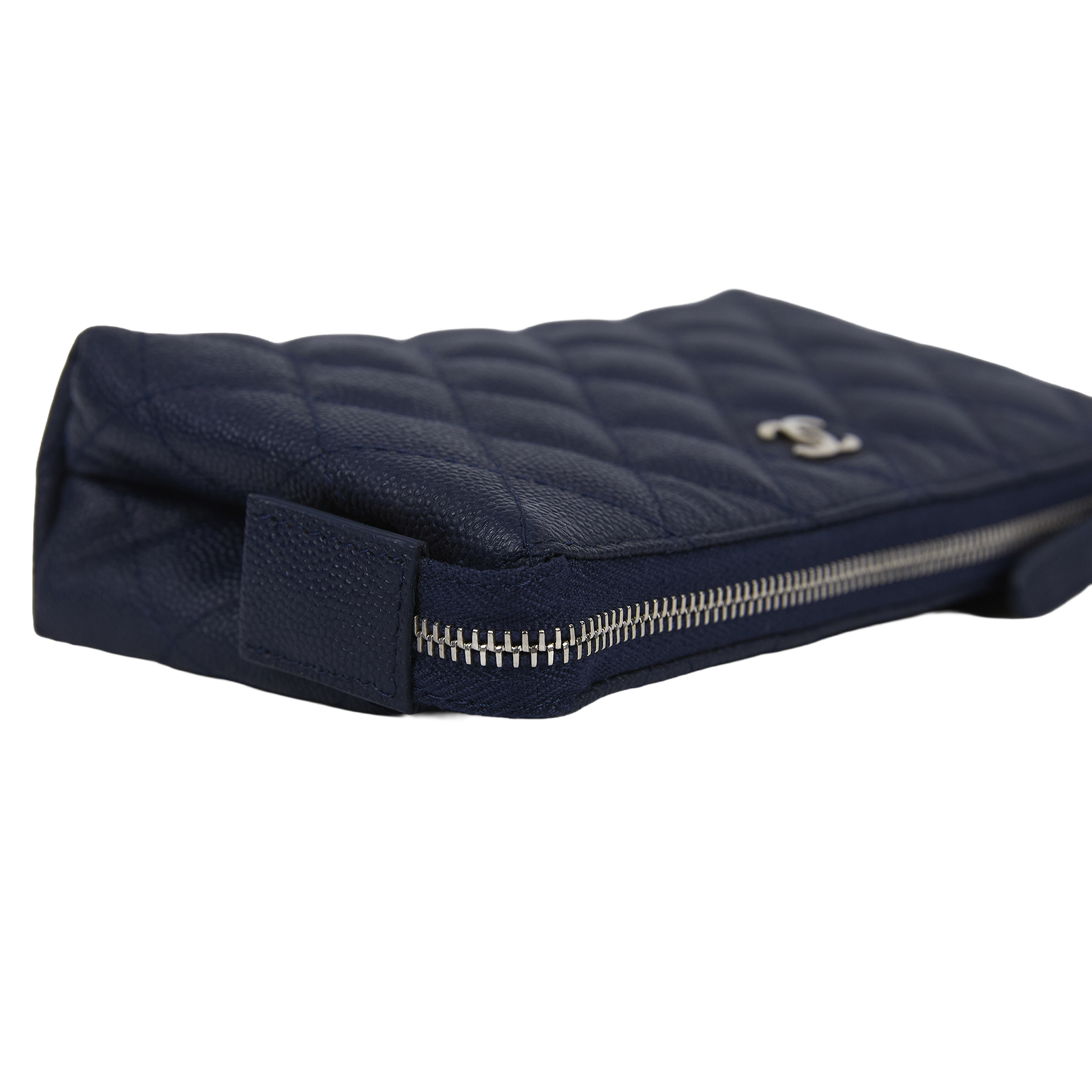 香奈兒 CHANEL 菱格紋 手拿包  25開 深藍荔枝POUCH 原廠盒子/防塵袋/保證卡