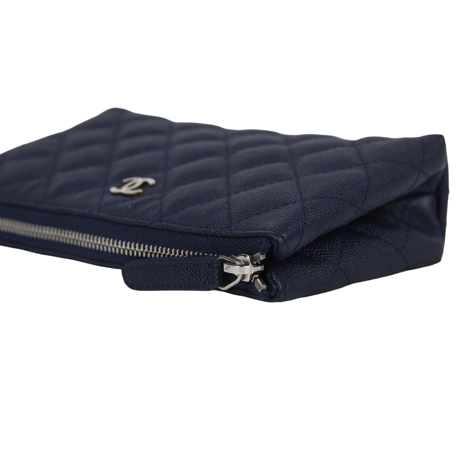 香奈兒 CHANEL 菱格紋 手拿包  25開 深藍荔枝POUCH 原廠盒子/防塵袋/保證卡