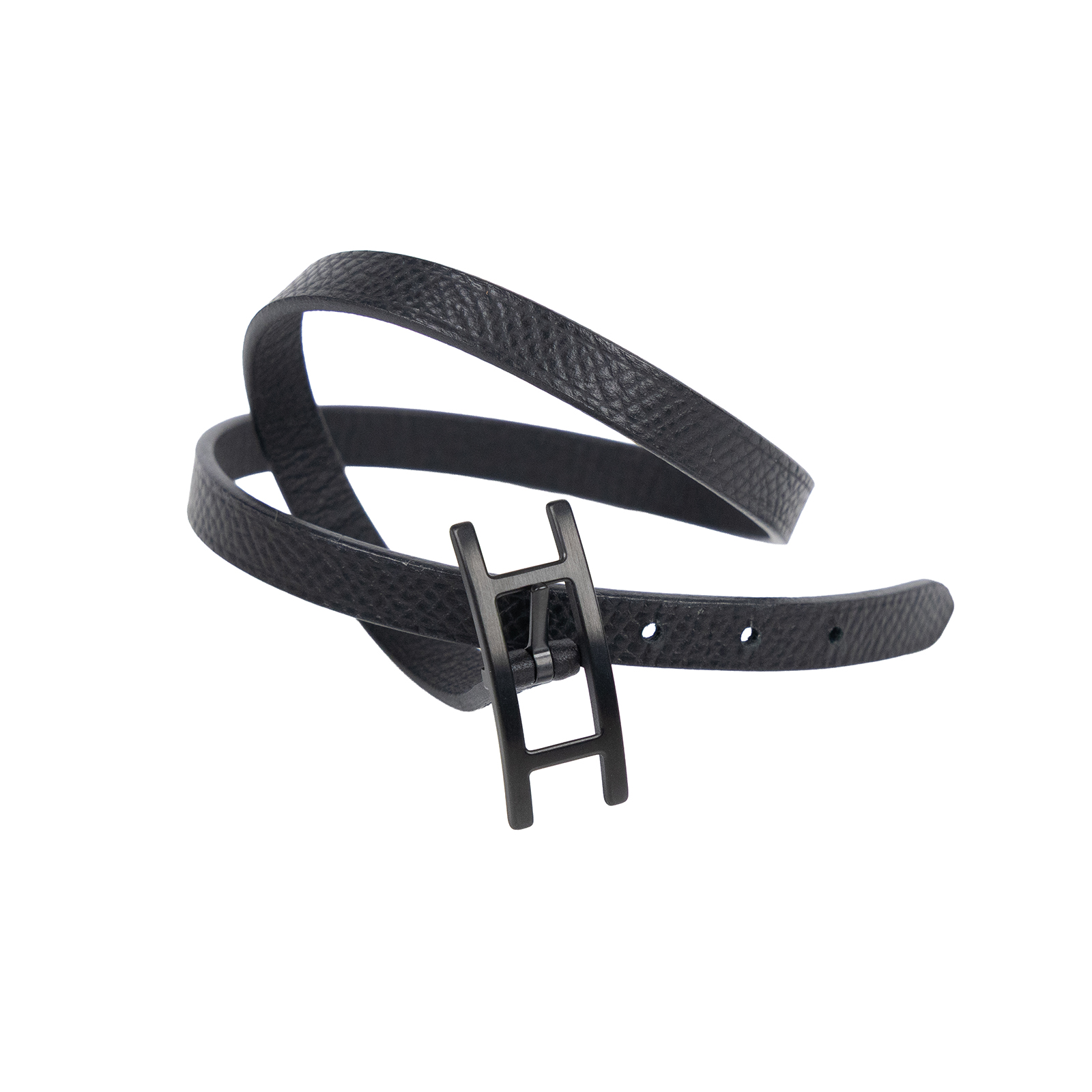 愛馬仕 Hermes Behapi Double Tour 皮革 手環 H081182CC37T5 SP 12 11 黑銀扣 雙圈手環 原廠盒子/防塵袋