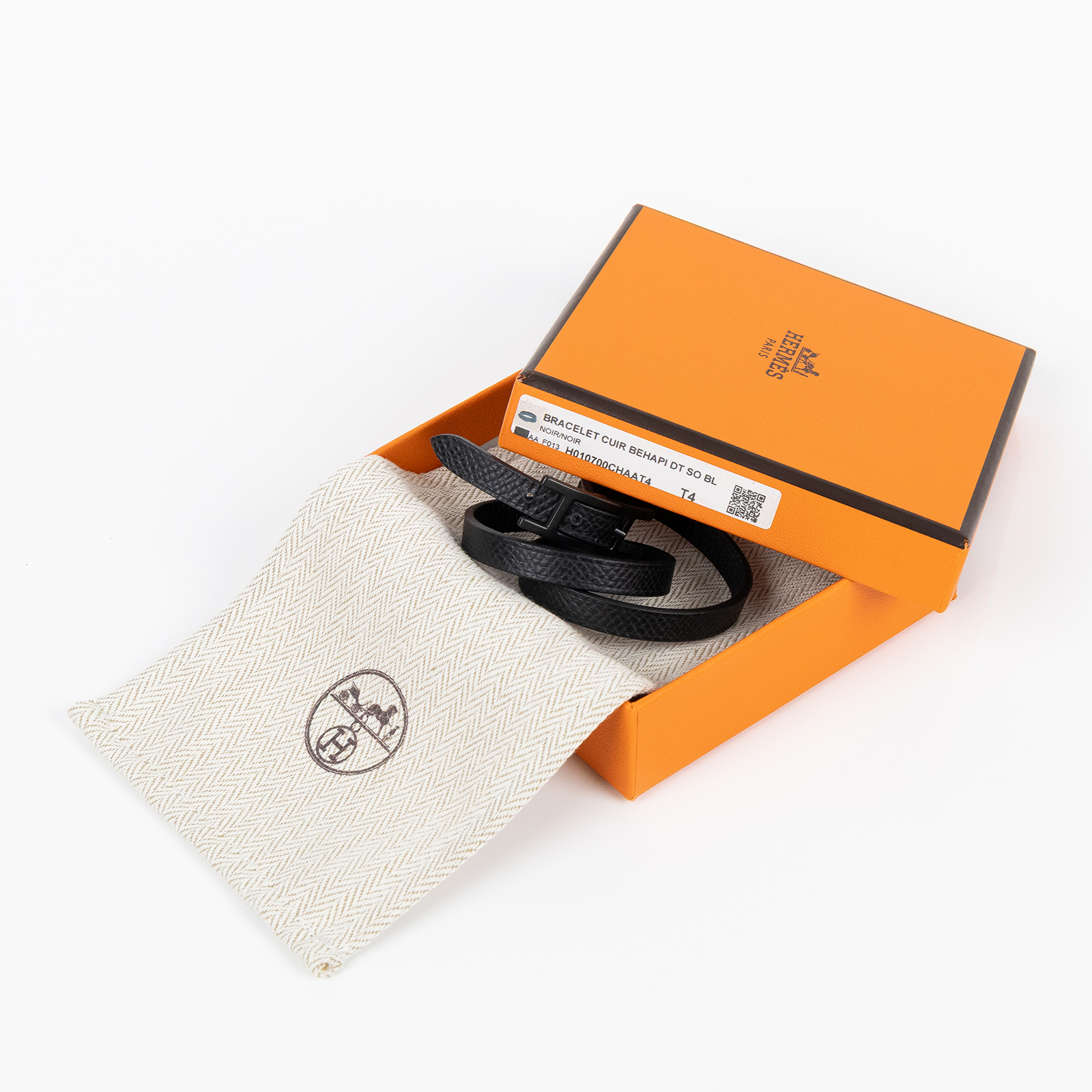 愛馬仕 Hermes Behapi Double Tour 皮革 手環 H081182CC37T5 SP 12 11 黑銀扣 雙圈手環 原廠盒子/防塵袋