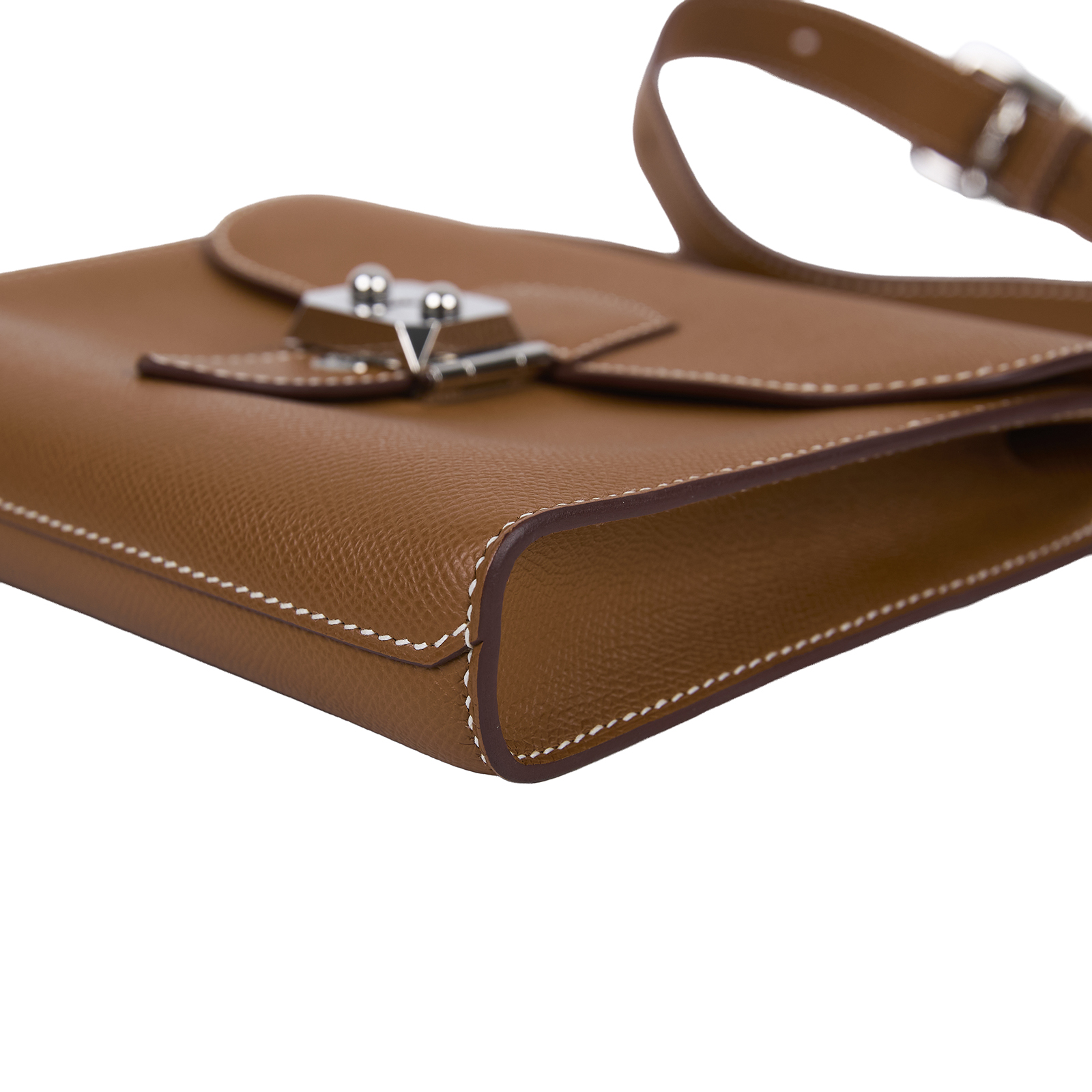 愛馬仕 Hermes Sac a depeches 21 郵差包 銀色五金 金棕色 H085470CK37 K刻  原廠盒子/防塵袋/購買證明影本