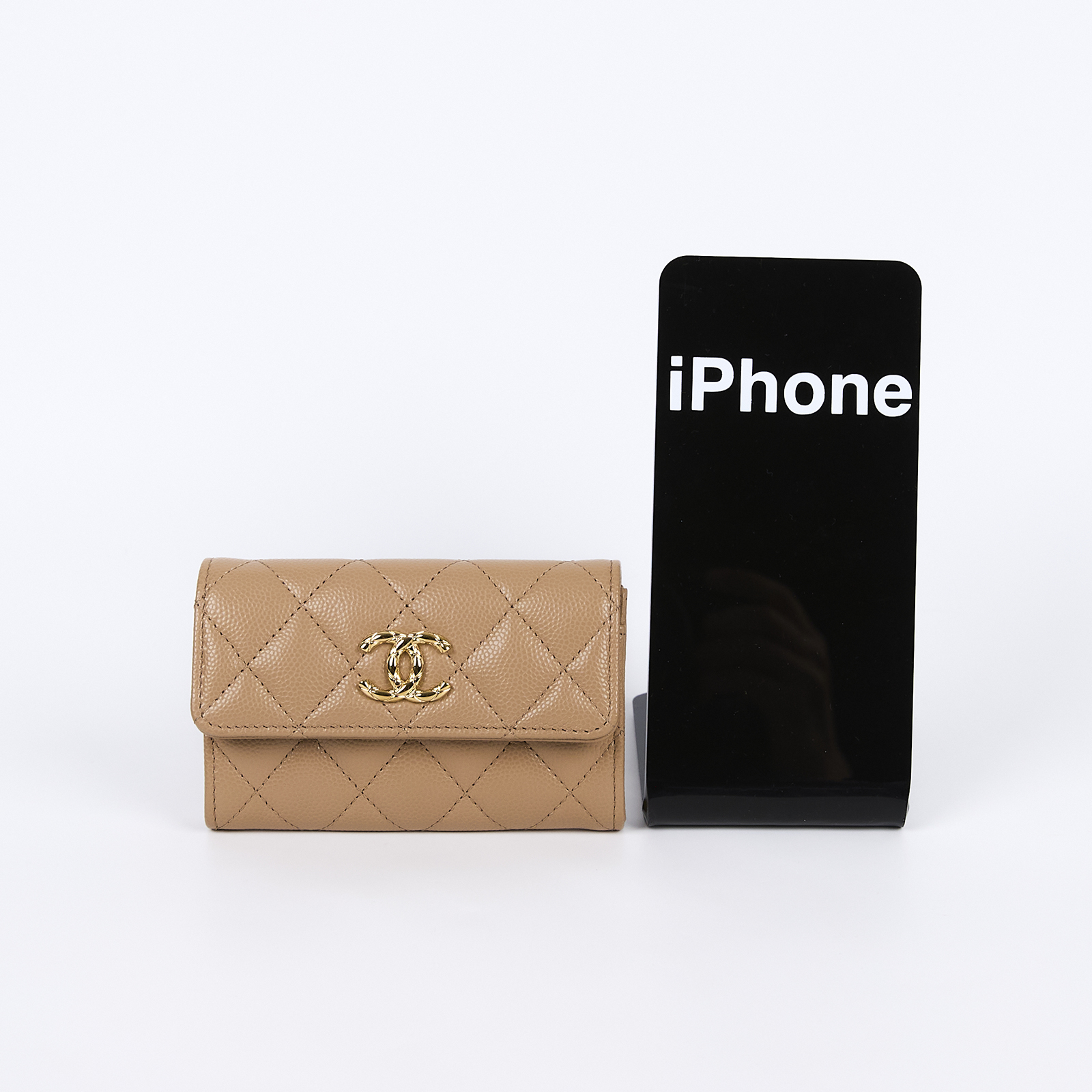 香奈兒 CHANEL CC 卡片夾  晶片款 泰奶色卡包 原廠盒子/防塵袋