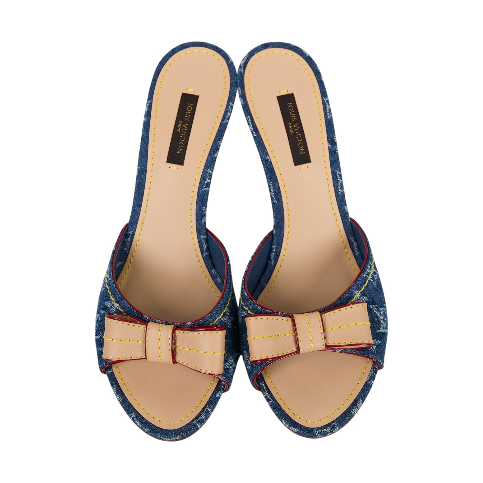 路易威登 LOUIS VUITTON 老花 Monogram 涼鞋 拖鞋 單寧  丹寧露趾跟鞋 防塵袋