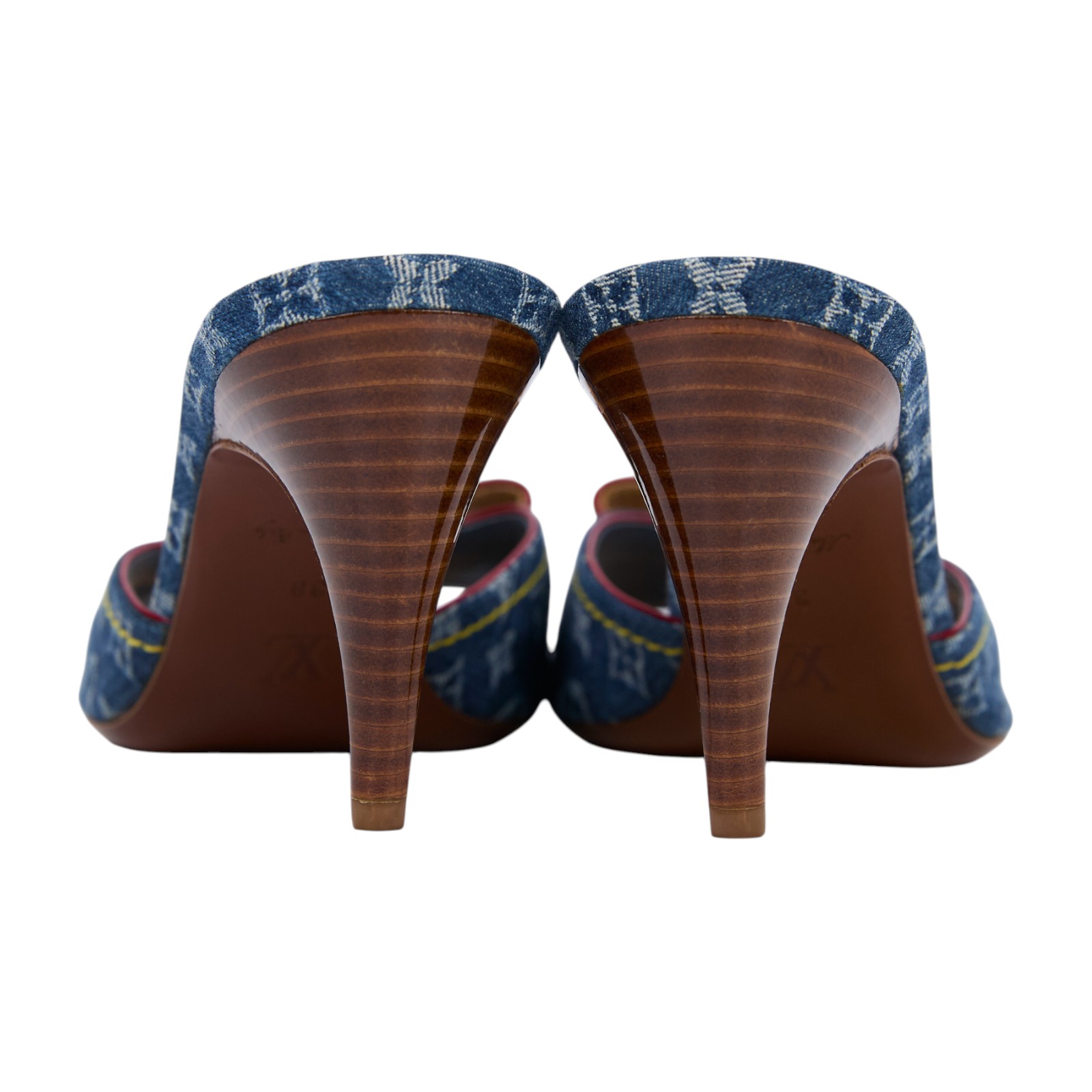 路易威登 LOUIS VUITTON 老花 Monogram 涼鞋 拖鞋 單寧  丹寧露趾跟鞋 防塵袋