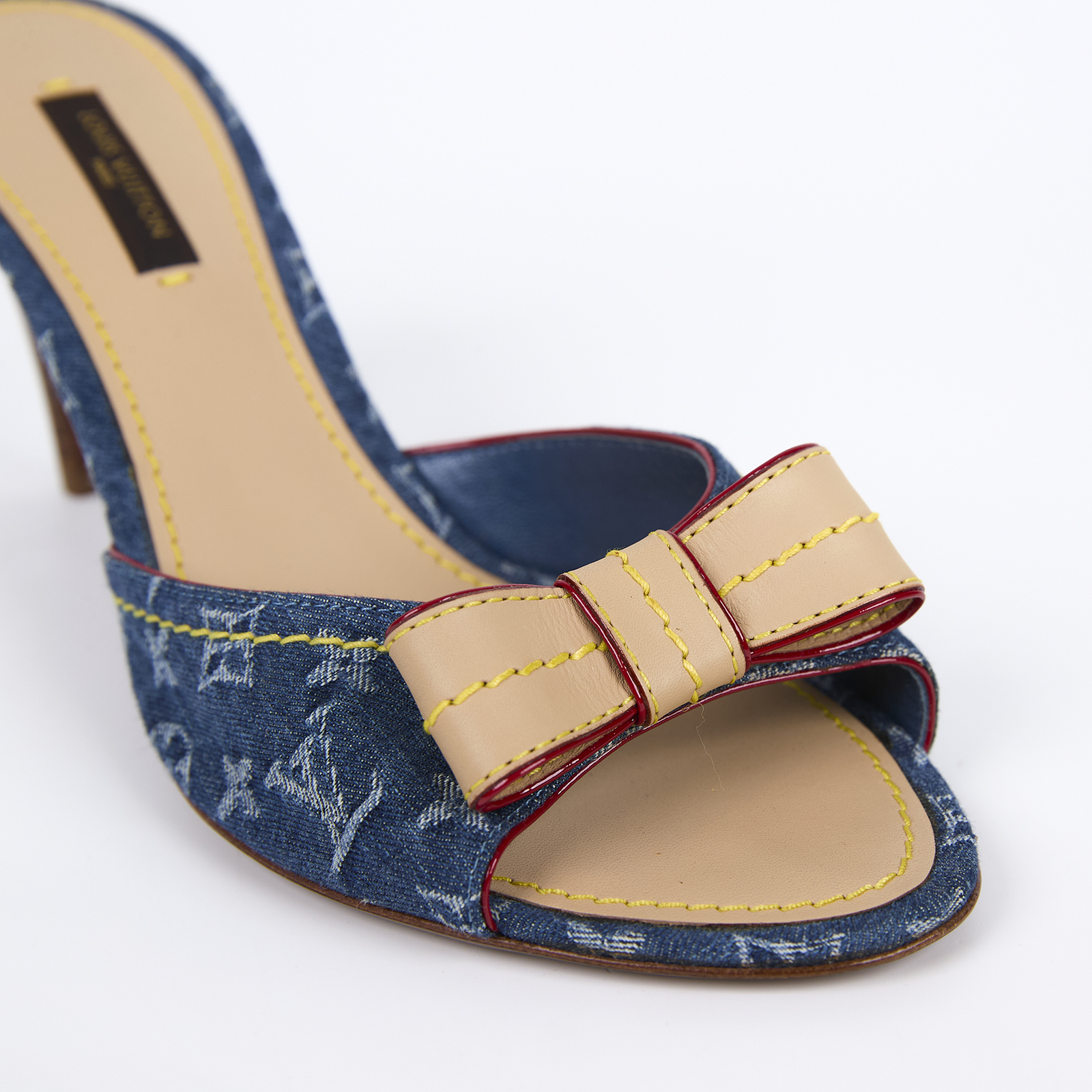 路易威登 LOUIS VUITTON 老花 Monogram 涼鞋 拖鞋 單寧  丹寧露趾跟鞋 防塵袋