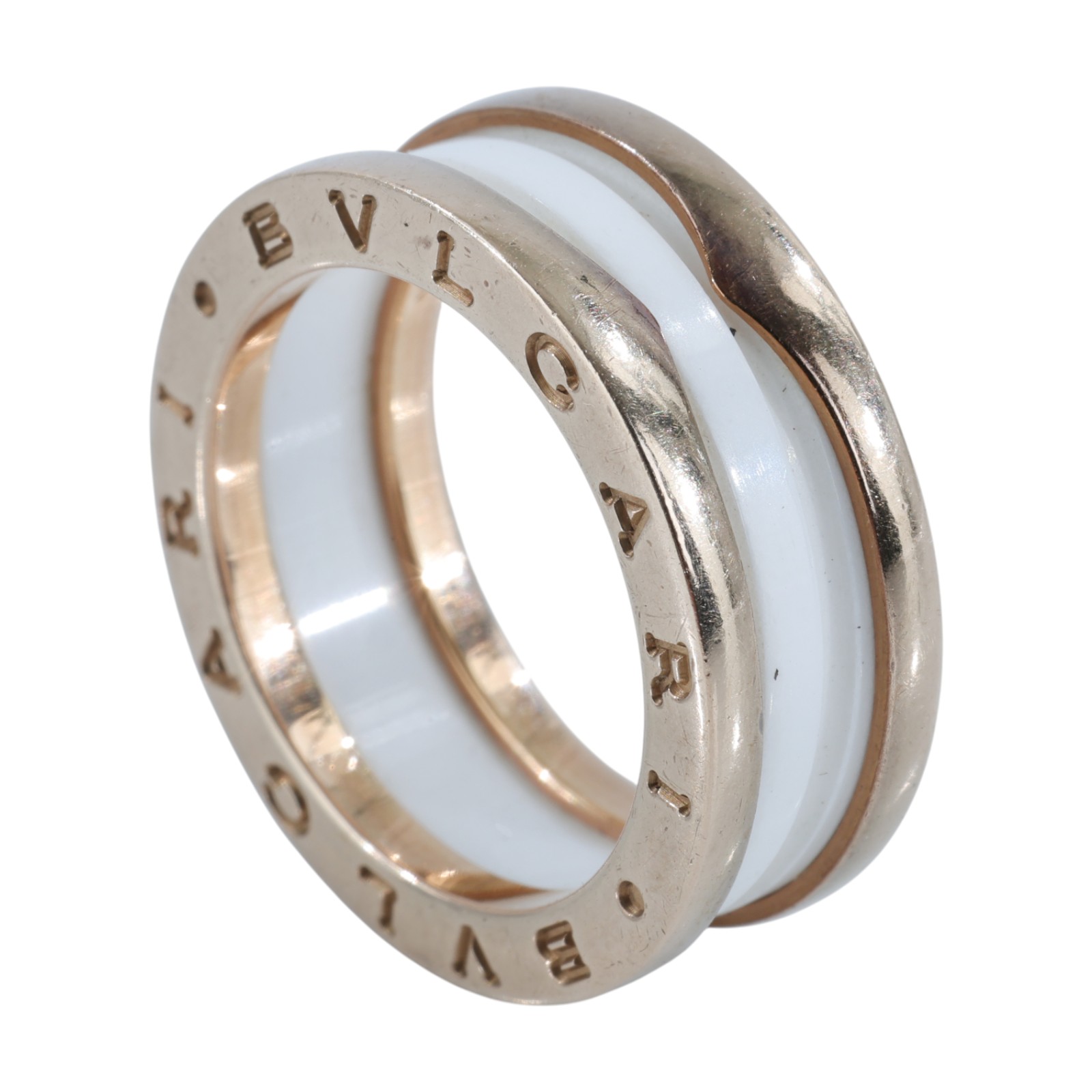 寶格麗 BVLGARI B.zero1 Ring 戒指 玫瑰金 347016 B-zero1白陶瓷戒指 原廠盒子/保書