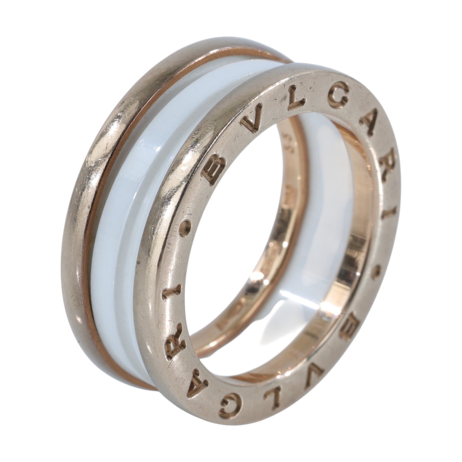 寶格麗 BVLGARI B.zero1 Ring 戒指 玫瑰金 347016 B-zero1白陶瓷戒指 原廠盒子/保書