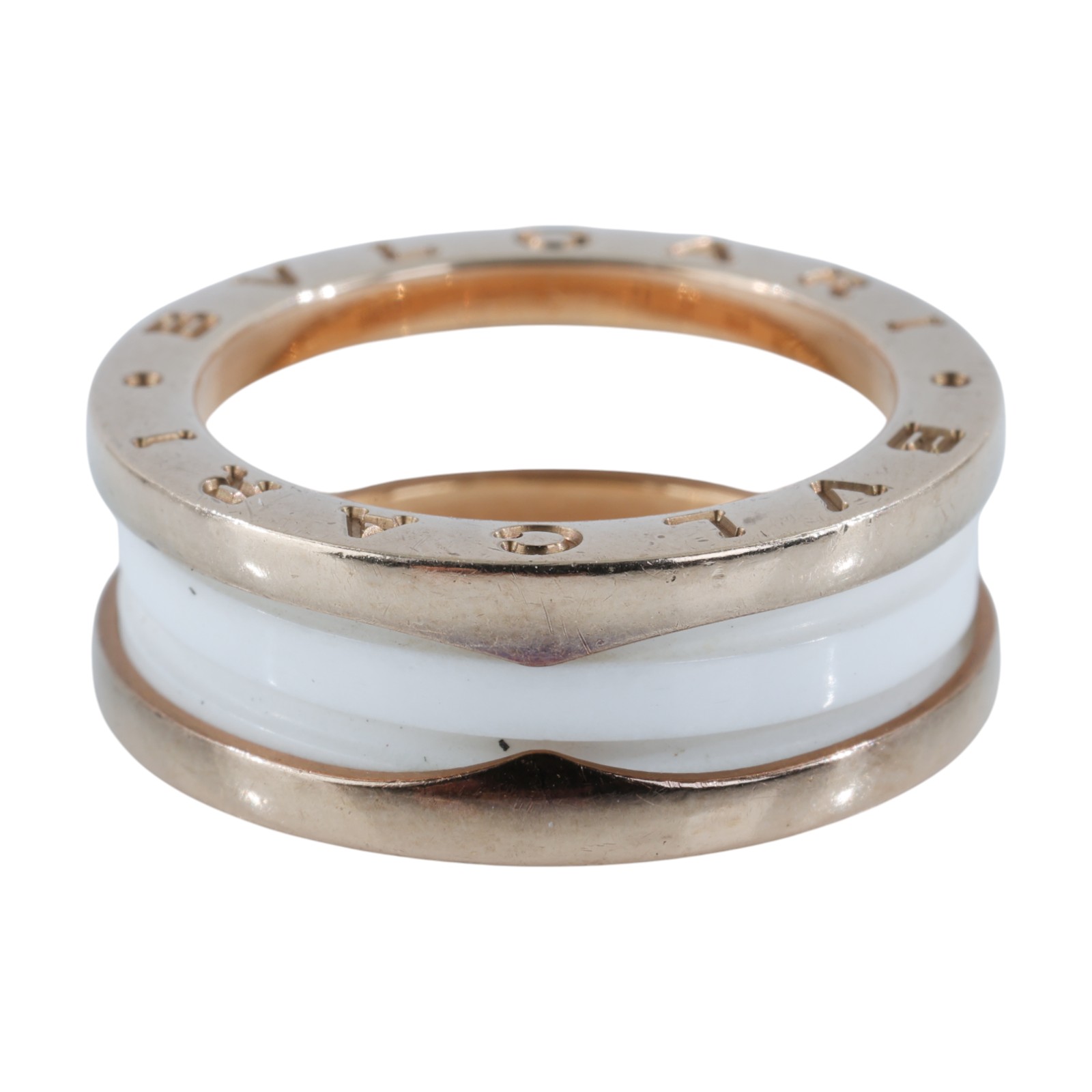 寶格麗 BVLGARI B.zero1 Ring 戒指 玫瑰金 347016 B-zero1白陶瓷戒指 原廠盒子/保書
