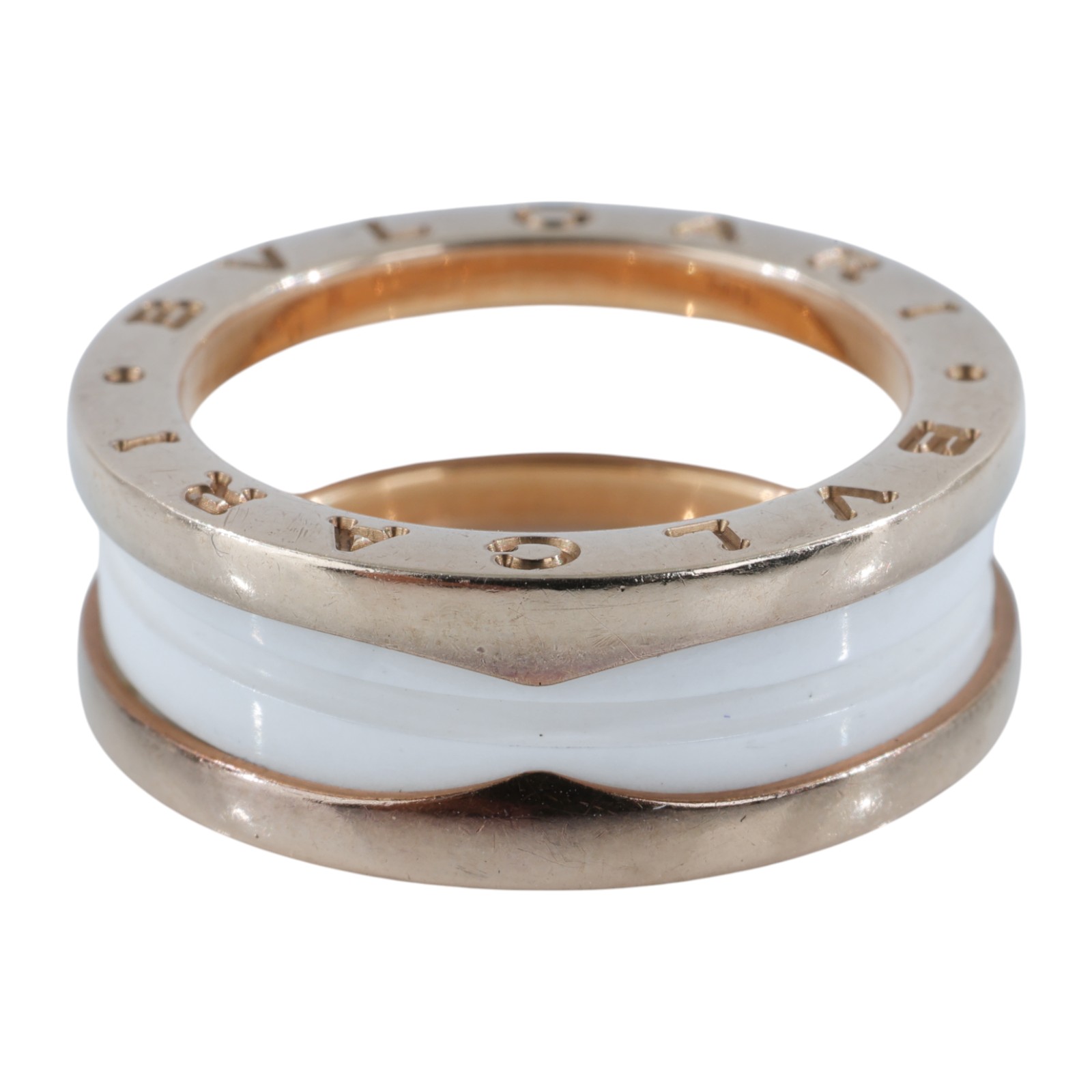 寶格麗 BVLGARI B.zero1 Ring 戒指 玫瑰金 347016 B-zero1白陶瓷戒指 原廠盒子/保書