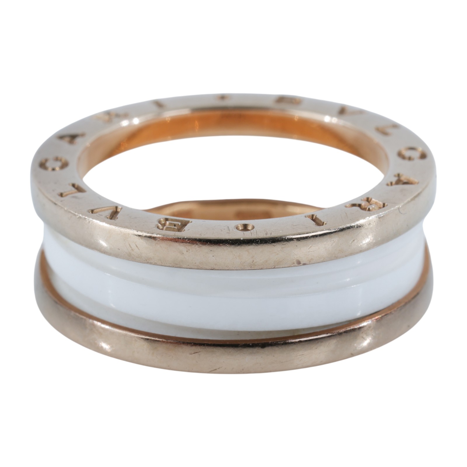 寶格麗 BVLGARI B.zero1 Ring 戒指 玫瑰金 347016 B-zero1白陶瓷戒指 原廠盒子/保書