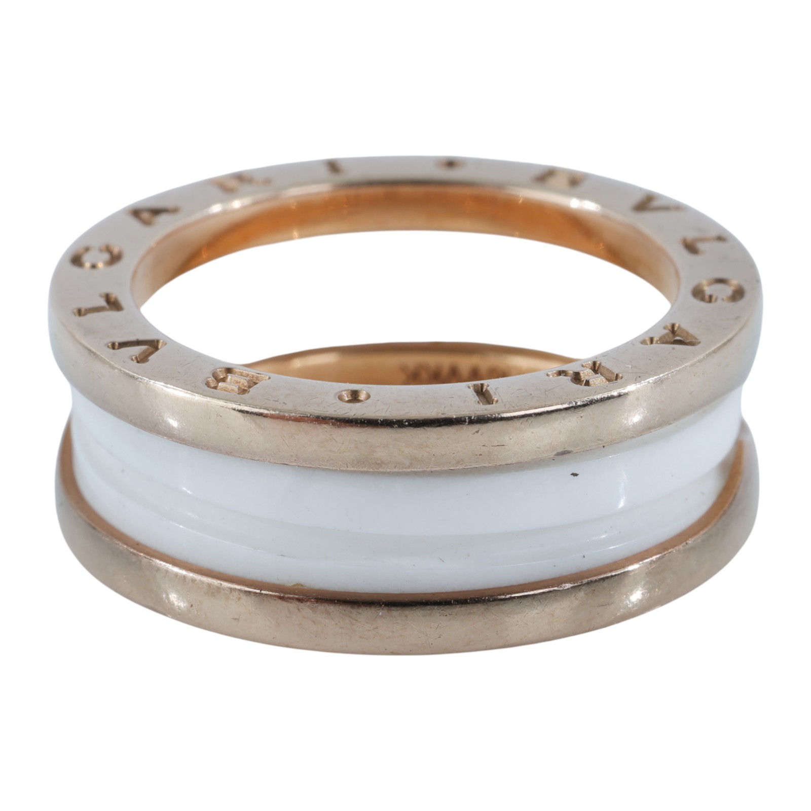 寶格麗 BVLGARI B.zero1 Ring 戒指 玫瑰金 347016 B-zero1白陶瓷戒指 原廠盒子/保書