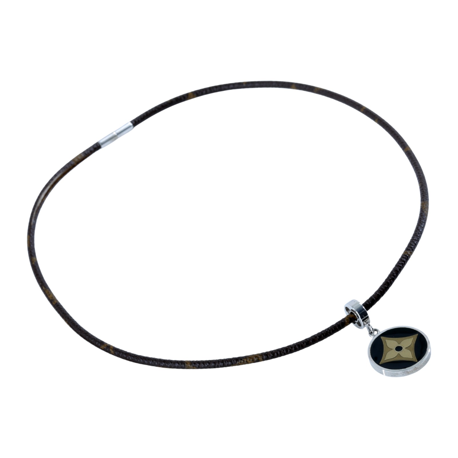 路易威登 LOUIS VUITTON Monogram Pandanty Fleur 項鍊 M65436 棕色扣繩項鍊 防塵袋