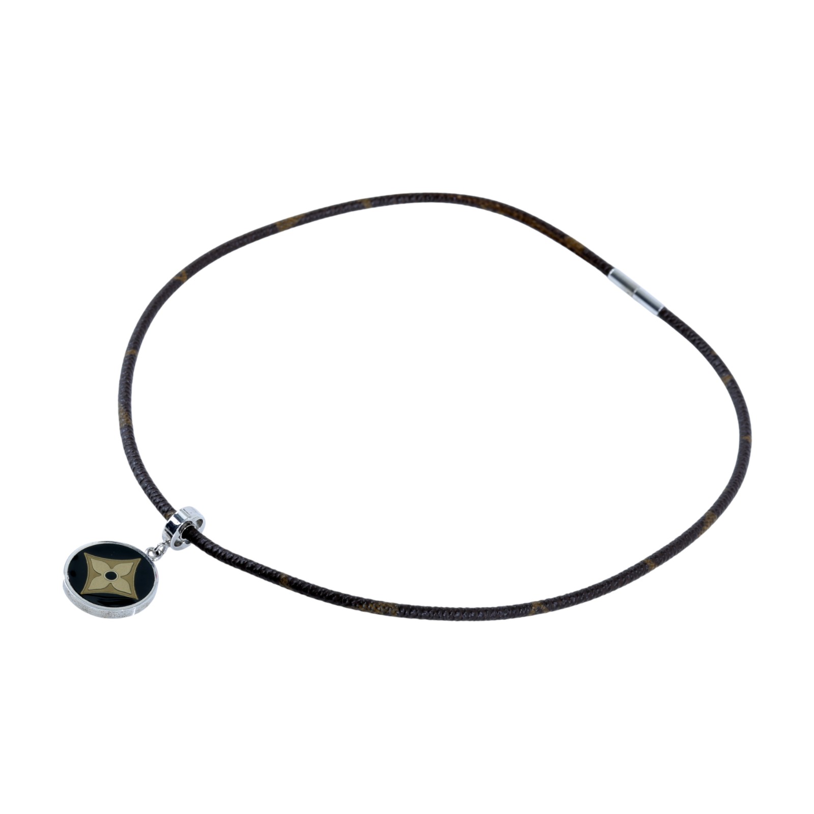 路易威登 LOUIS VUITTON Monogram Pandanty Fleur 項鍊 M65436 棕色扣繩項鍊 防塵袋