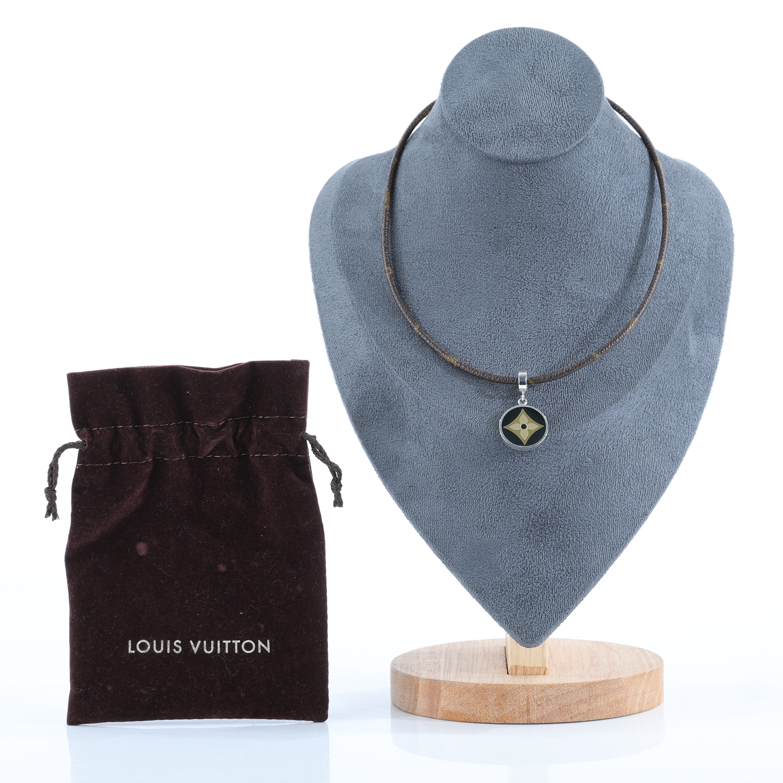 路易威登 LOUIS VUITTON Monogram Pandanty Fleur 項鍊 M65436 棕色扣繩項鍊 防塵袋