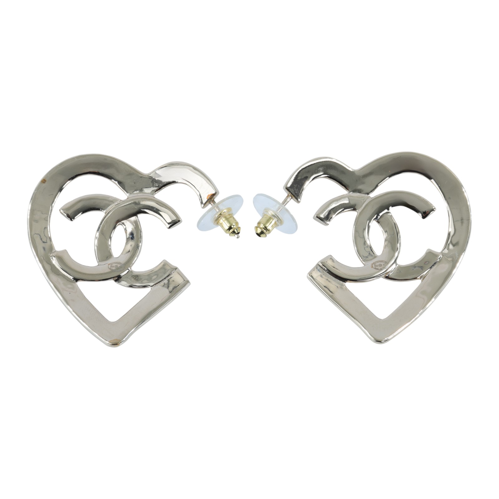 香奈兒 CHANEL CC LOGO 耳環 耳釘 B22/P 金愛心LOGO耳環 原廠盒子/內襯