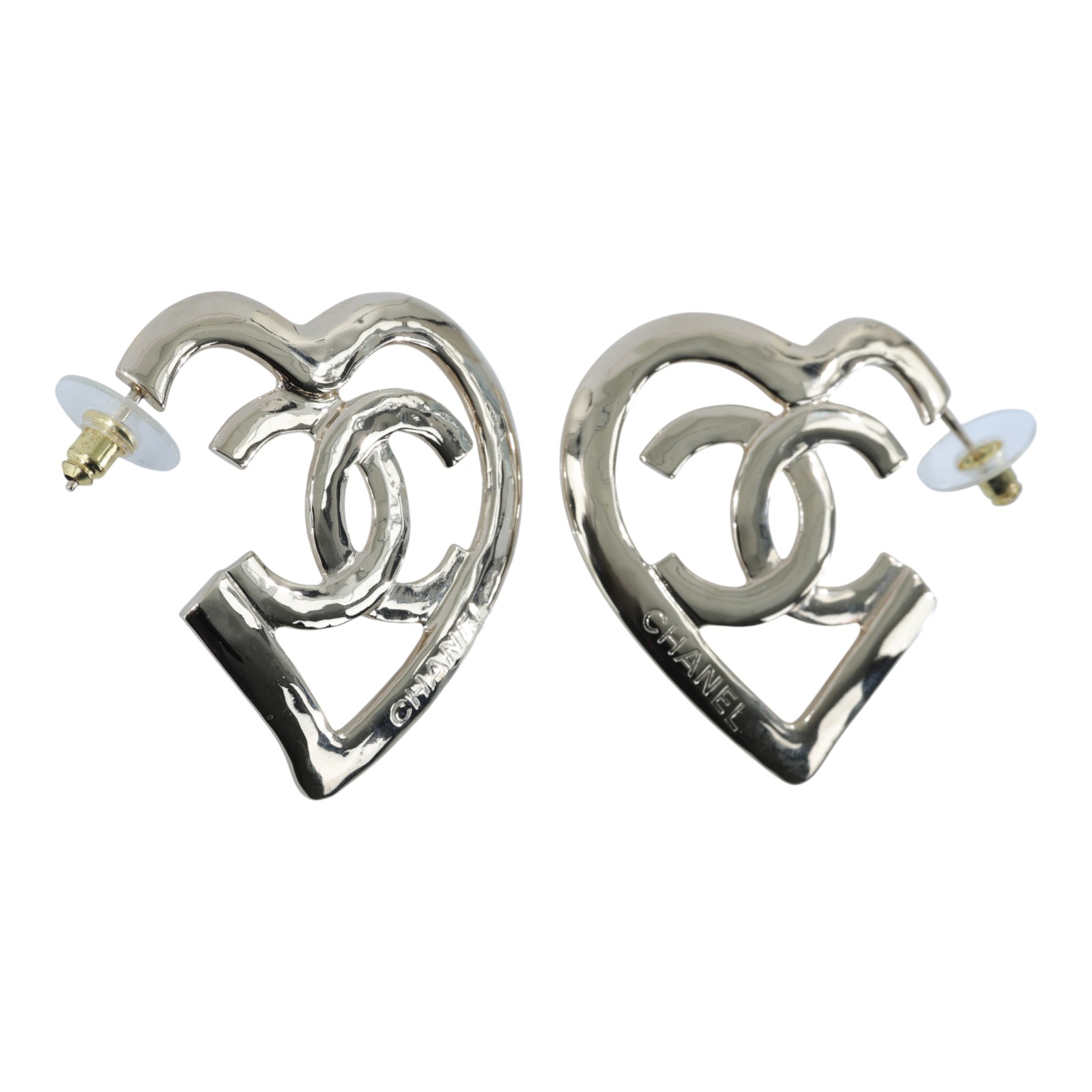 香奈兒 CHANEL CC LOGO 耳環 耳釘 B22/P 金愛心LOGO耳環 原廠盒子/內襯