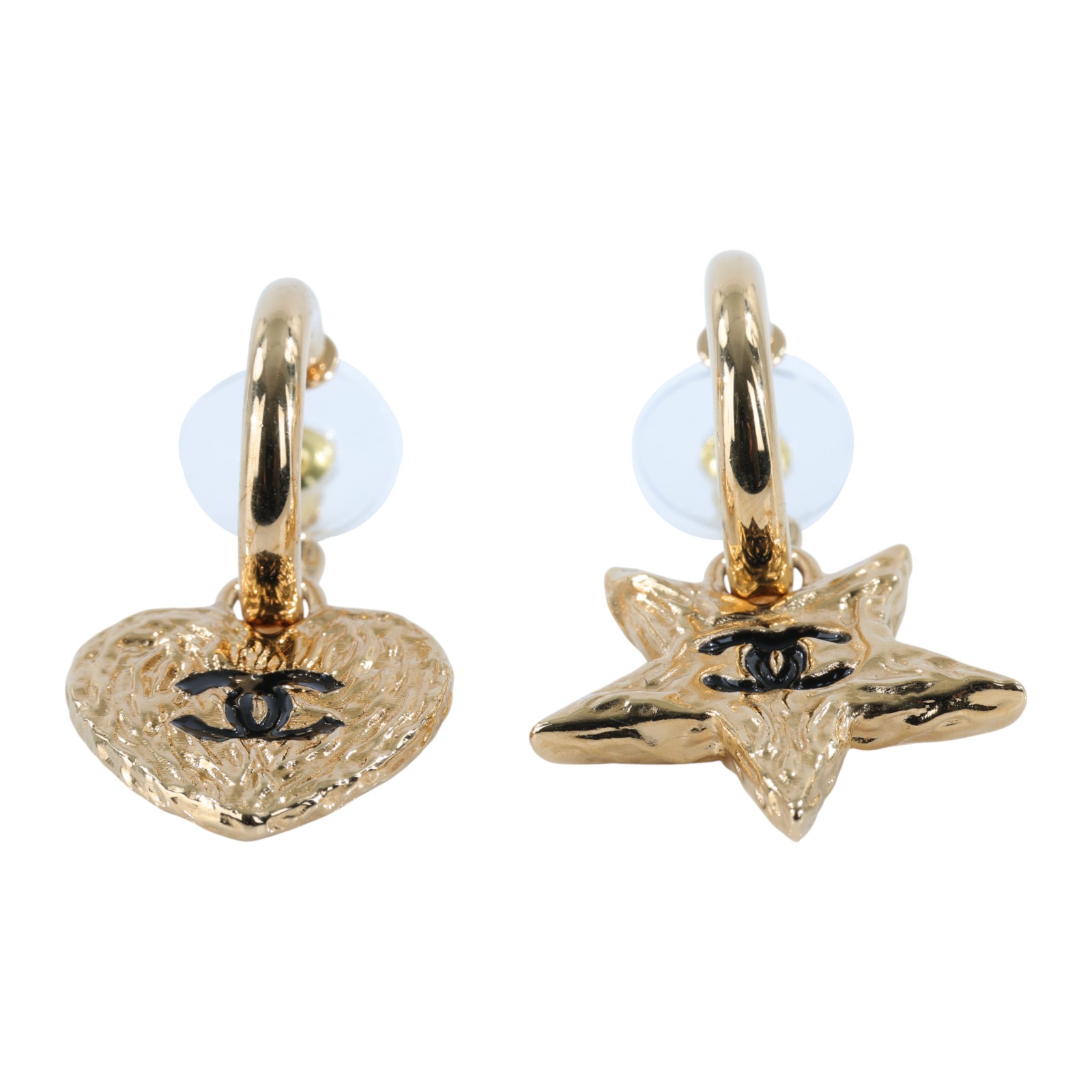 香奈兒 CHANEL CC LOGO 耳環 耳釘 B24//P 金色星星耳環 原廠盒子/內襯
