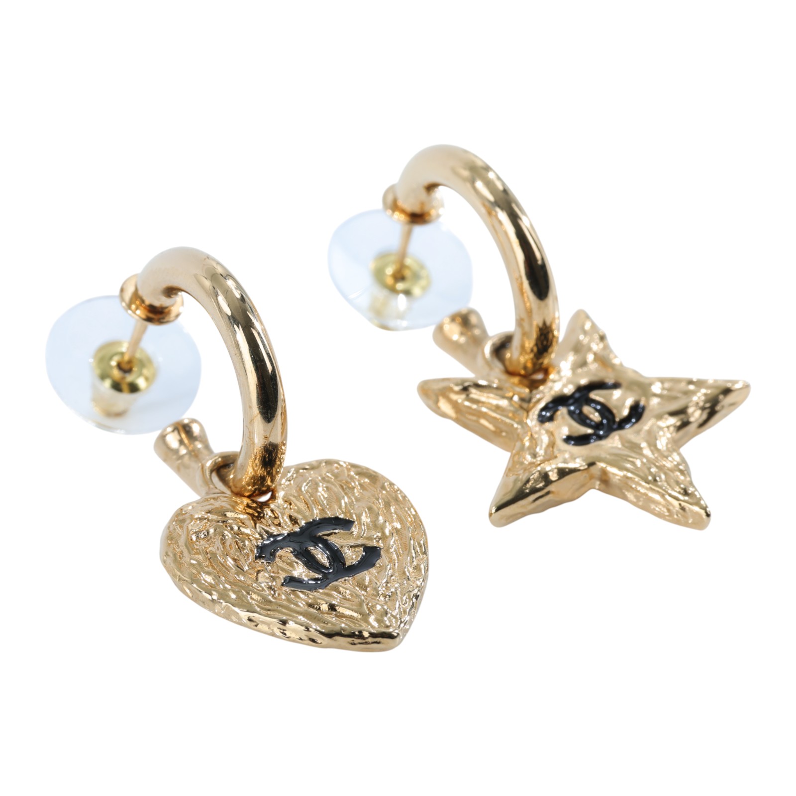 香奈兒 CHANEL CC LOGO 耳環 耳釘 B24//P 金色星星耳環 原廠盒子/內襯