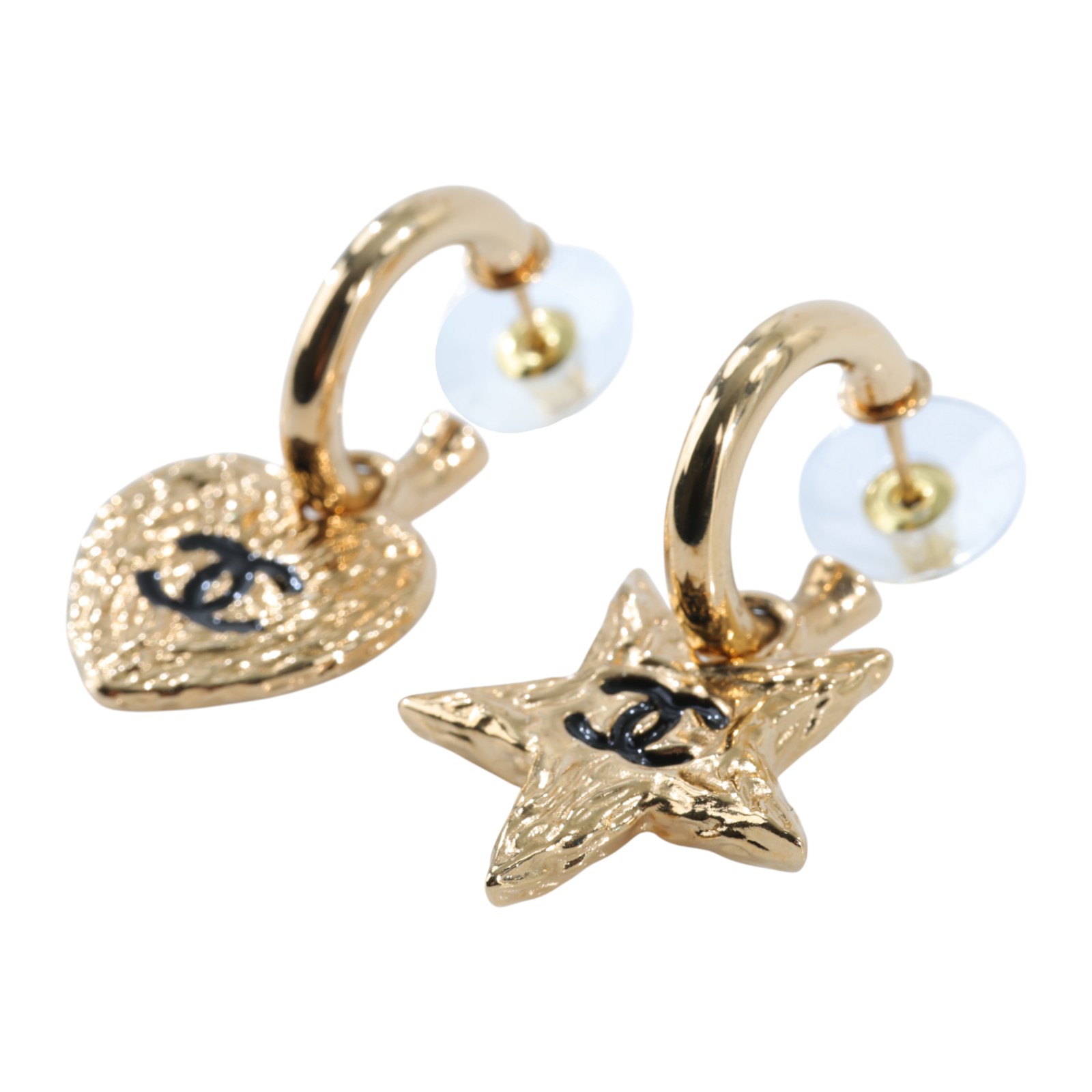 香奈兒 CHANEL CC LOGO 耳環 耳釘 B24//P 金色星星耳環 原廠盒子/內襯