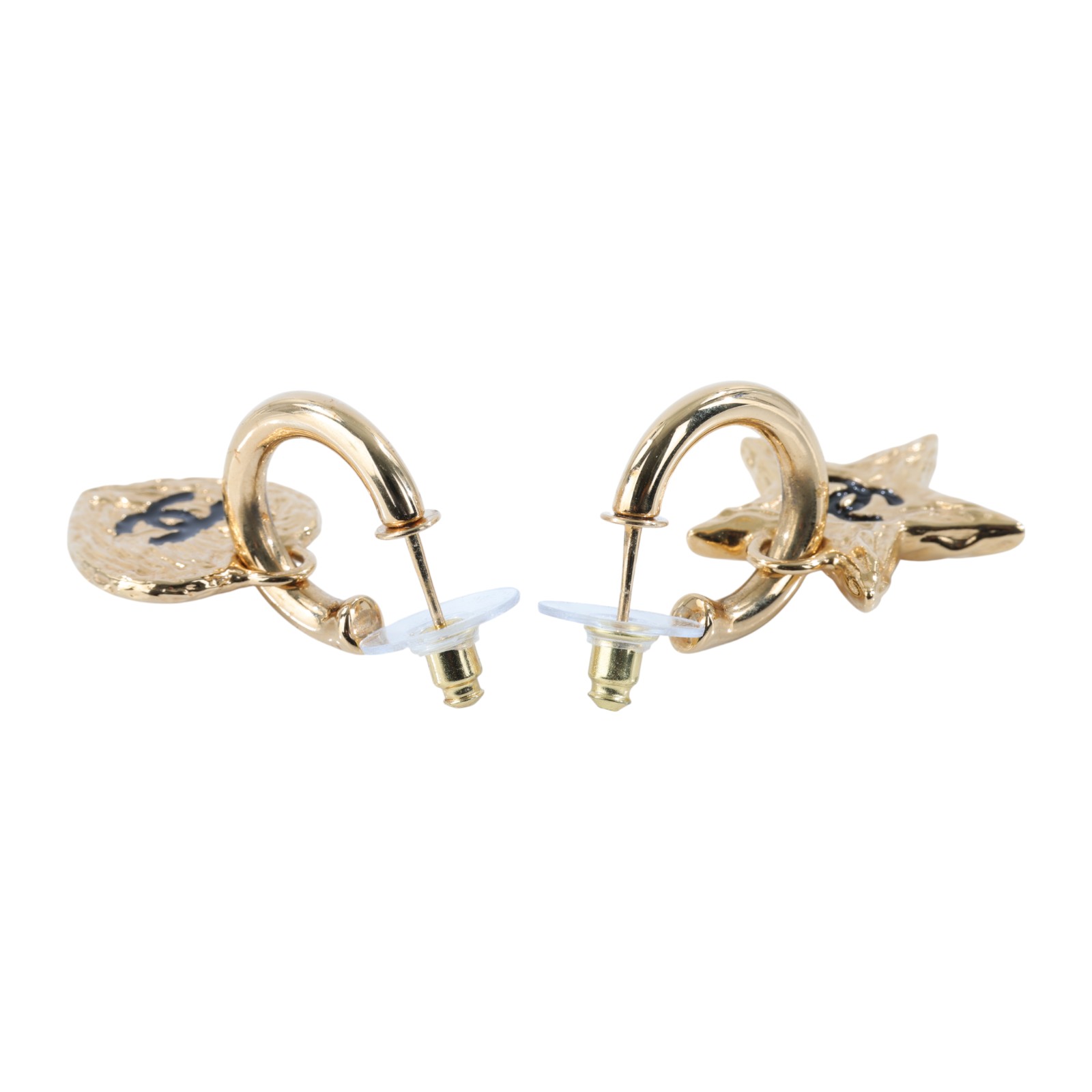 香奈兒 CHANEL CC LOGO 耳環 耳釘 B24//P 金色星星耳環 原廠盒子/內襯