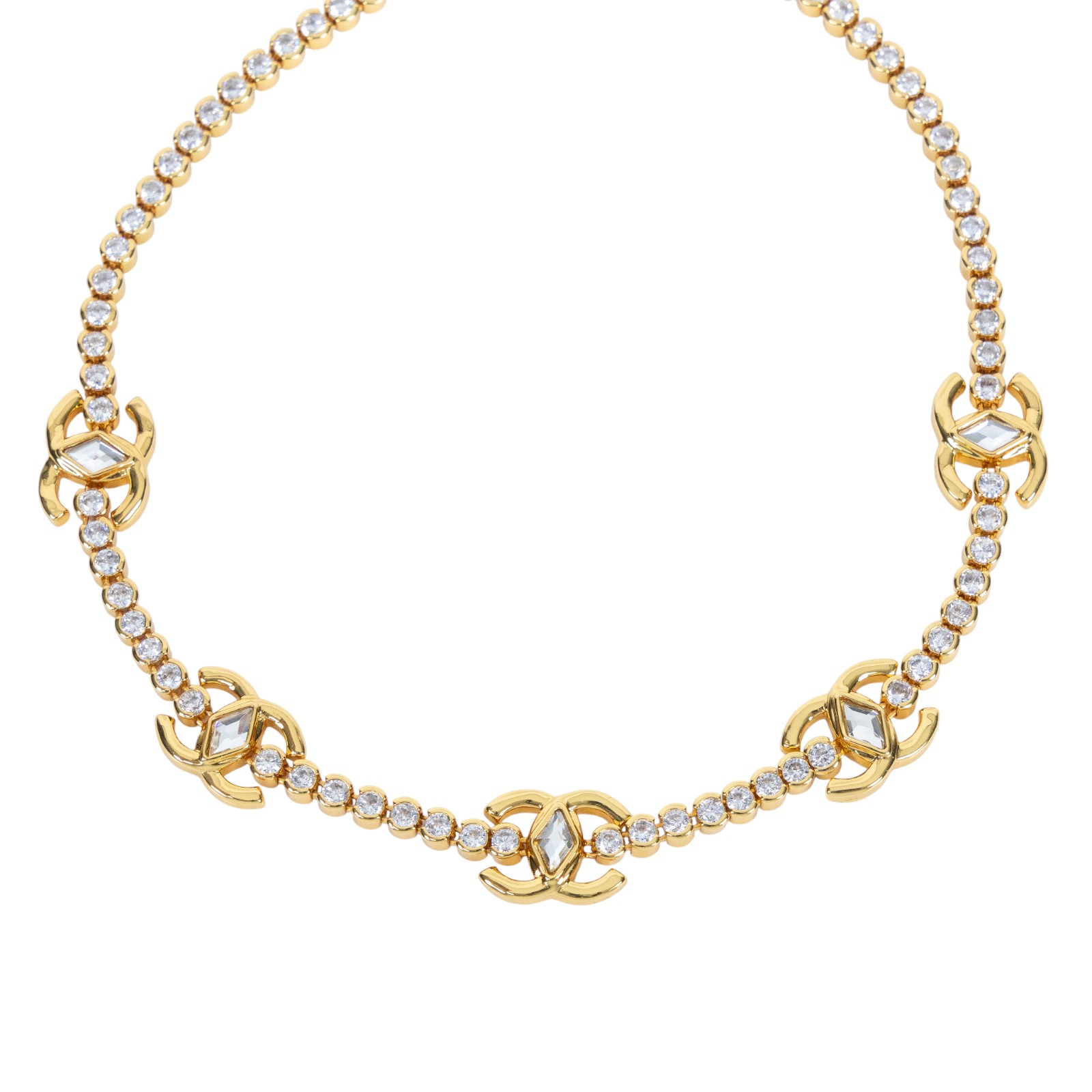 香奈兒 CHANEL CC LOGO 水鑽 項鍊 鎖骨鍊 B23/A 金色水鑽項鍊 原廠盒子/內襯