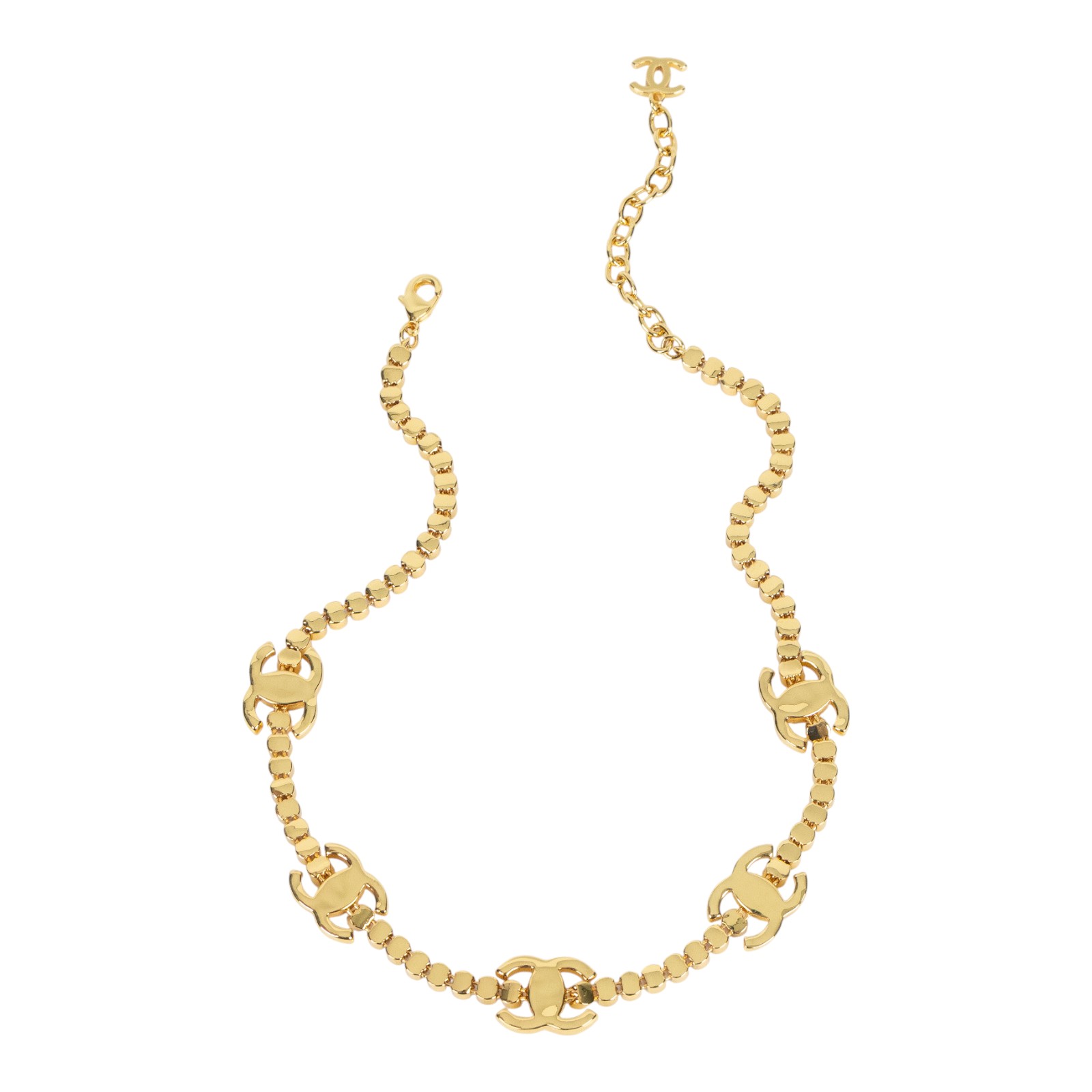 香奈兒 CHANEL CC LOGO 水鑽 項鍊 鎖骨鍊 B23/A 金色水鑽項鍊 原廠盒子/內襯