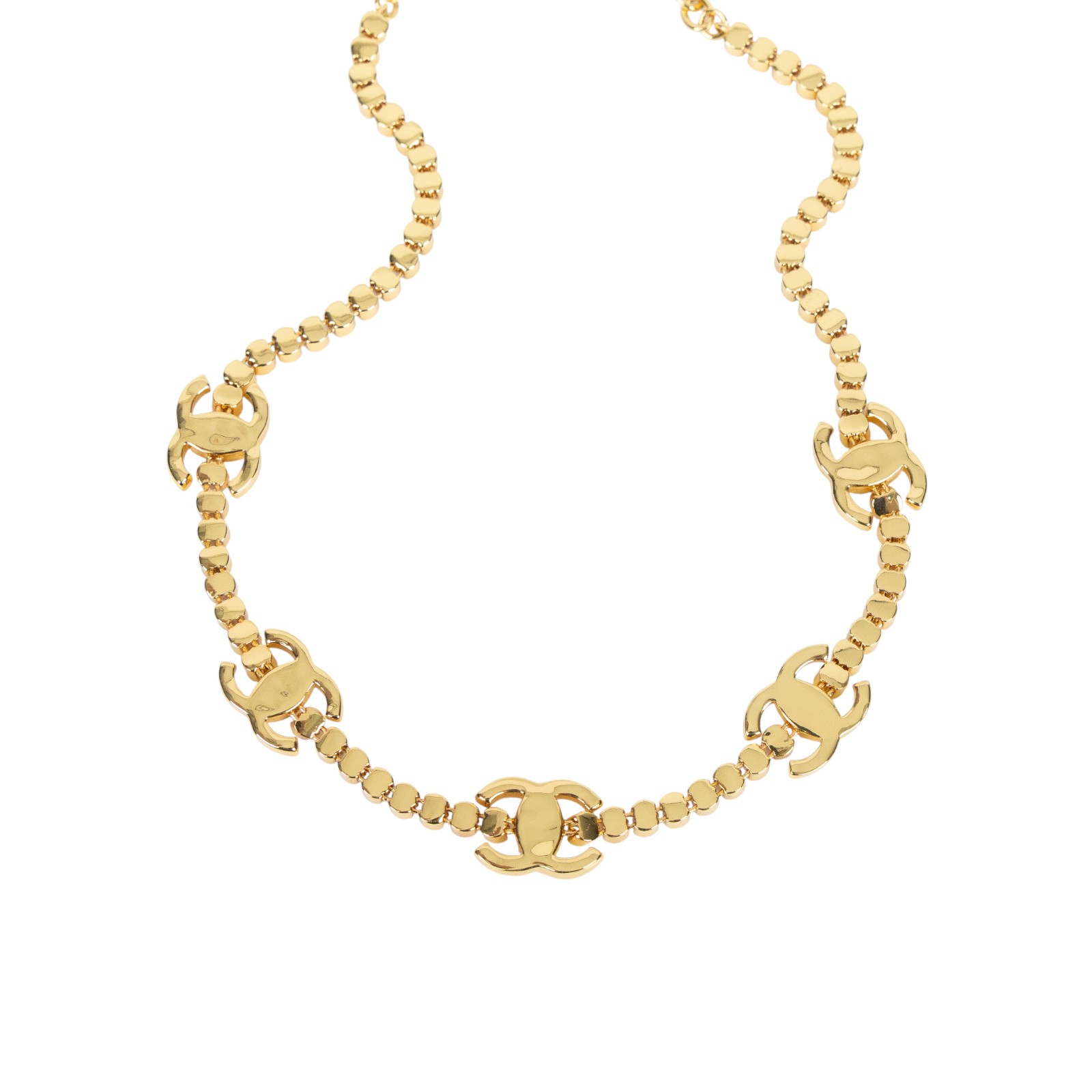 香奈兒 CHANEL CC LOGO 水鑽 項鍊 鎖骨鍊 B23/A 金色水鑽項鍊 原廠盒子/內襯