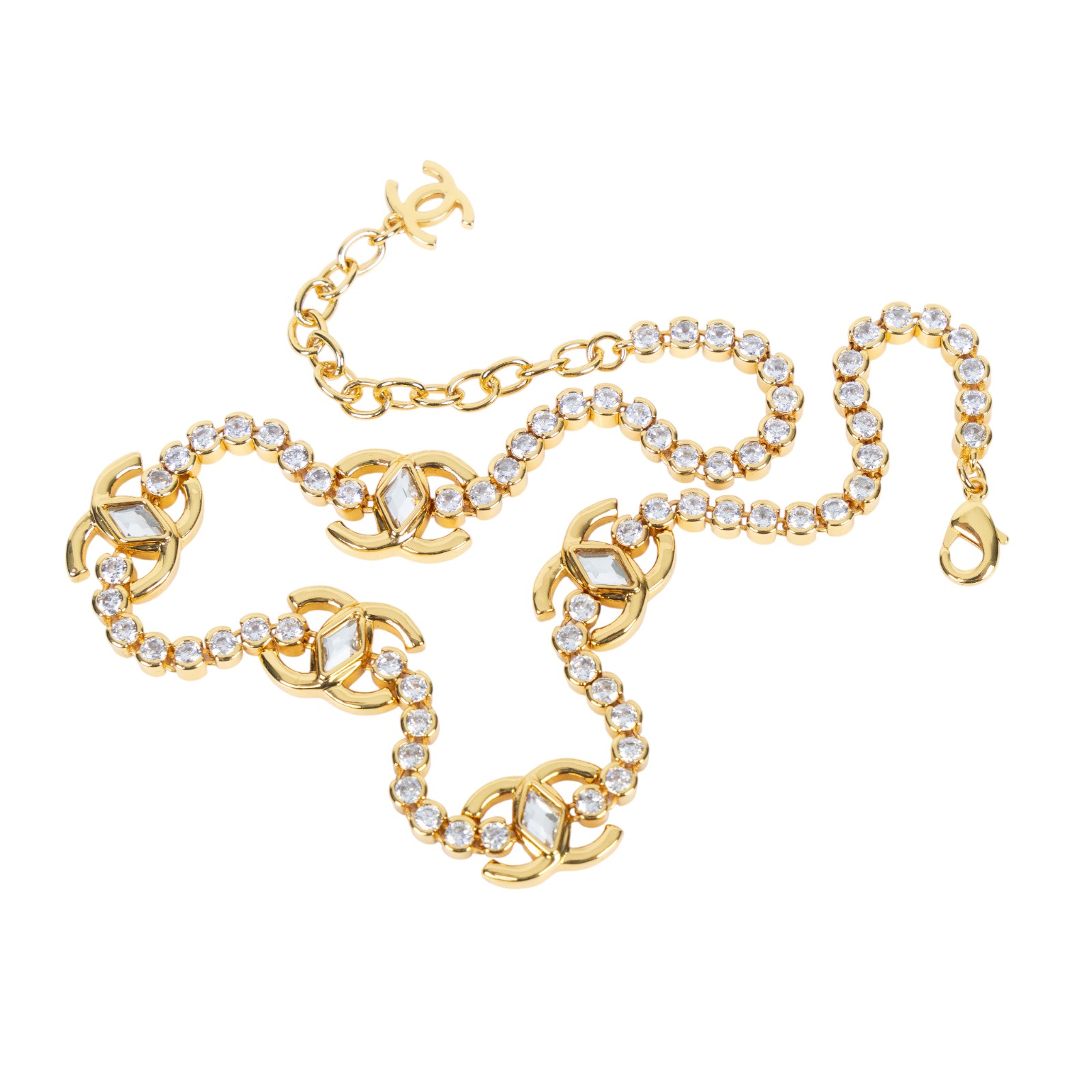 香奈兒 CHANEL CC LOGO 水鑽 項鍊 鎖骨鍊 B23/A 金色水鑽項鍊 原廠盒子/內襯