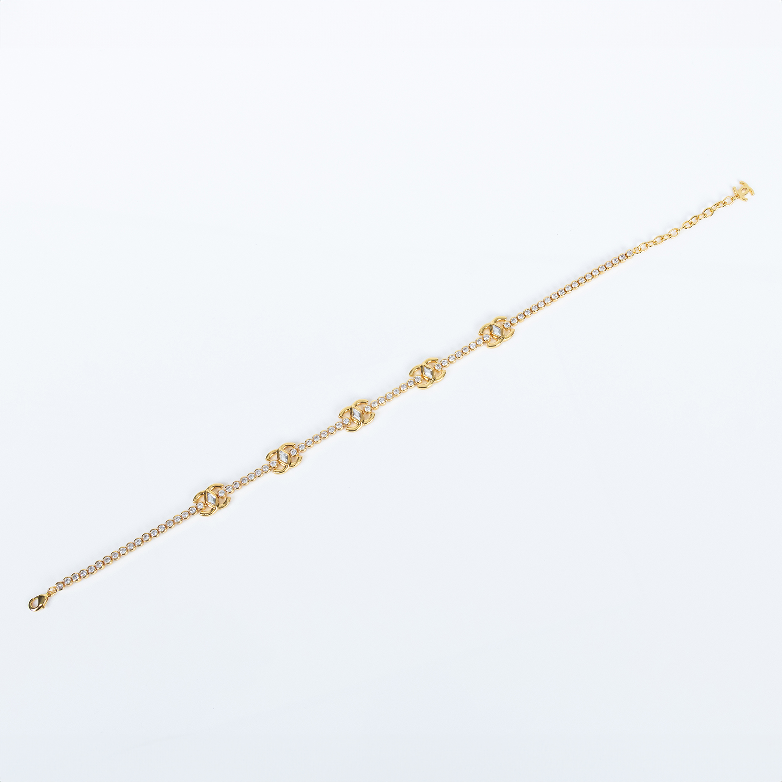 香奈兒 CHANEL CC LOGO 水鑽 項鍊 鎖骨鍊 B23/A 金色水鑽項鍊 原廠盒子/內襯