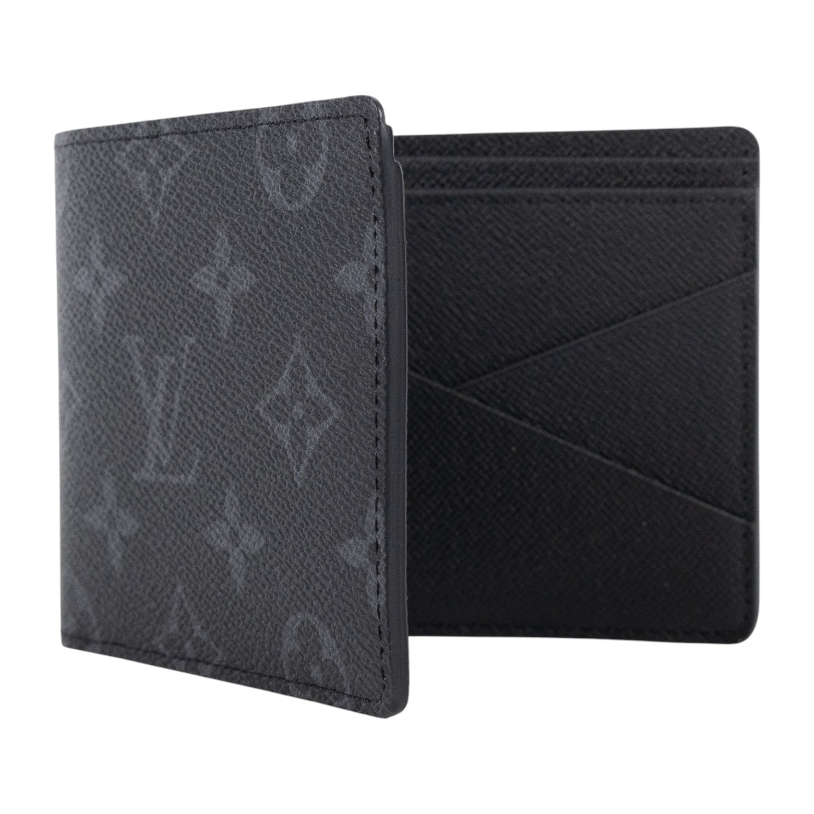 路易威登 LOUIS VUITTON Multiple Eclipse帆布 錢包 短夾 M61695 晶片款 黑原花二折短夾 原廠盒子/防塵袋