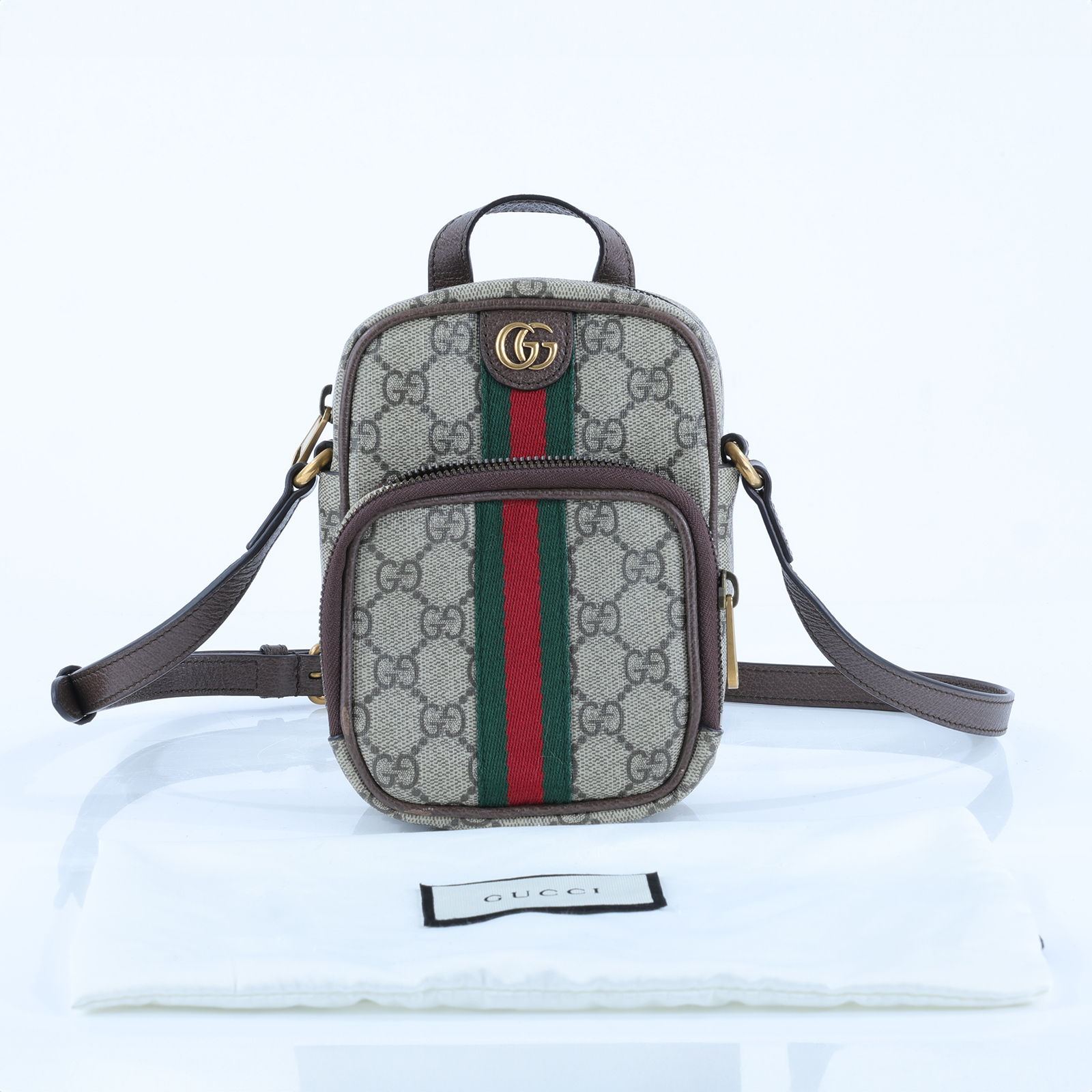 古馳 GUCCI Ophidia 肩背 手機包 671682 96IUT 原花Ophidia 肩背包 mini 黑LOGO腰包 MINI 防塵袋