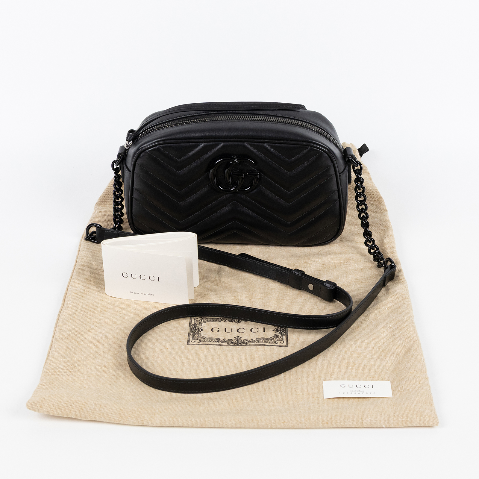 古馳 GUCCI GG Marmont 小型 絎縫 肩揹袋 447632 DTDHV SO BLACK 馬夢包 防塵袋