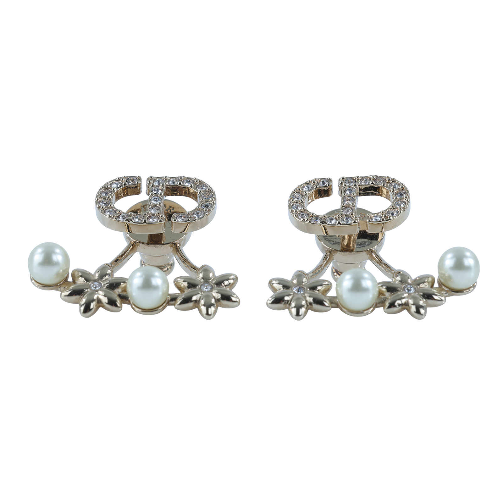 迪奧 CHRISTIAN DIOR Petit CD Daisy 耳釘 E4380WOMCY_D03S 金色水鑽CD耳環 原廠盒子/防塵袋