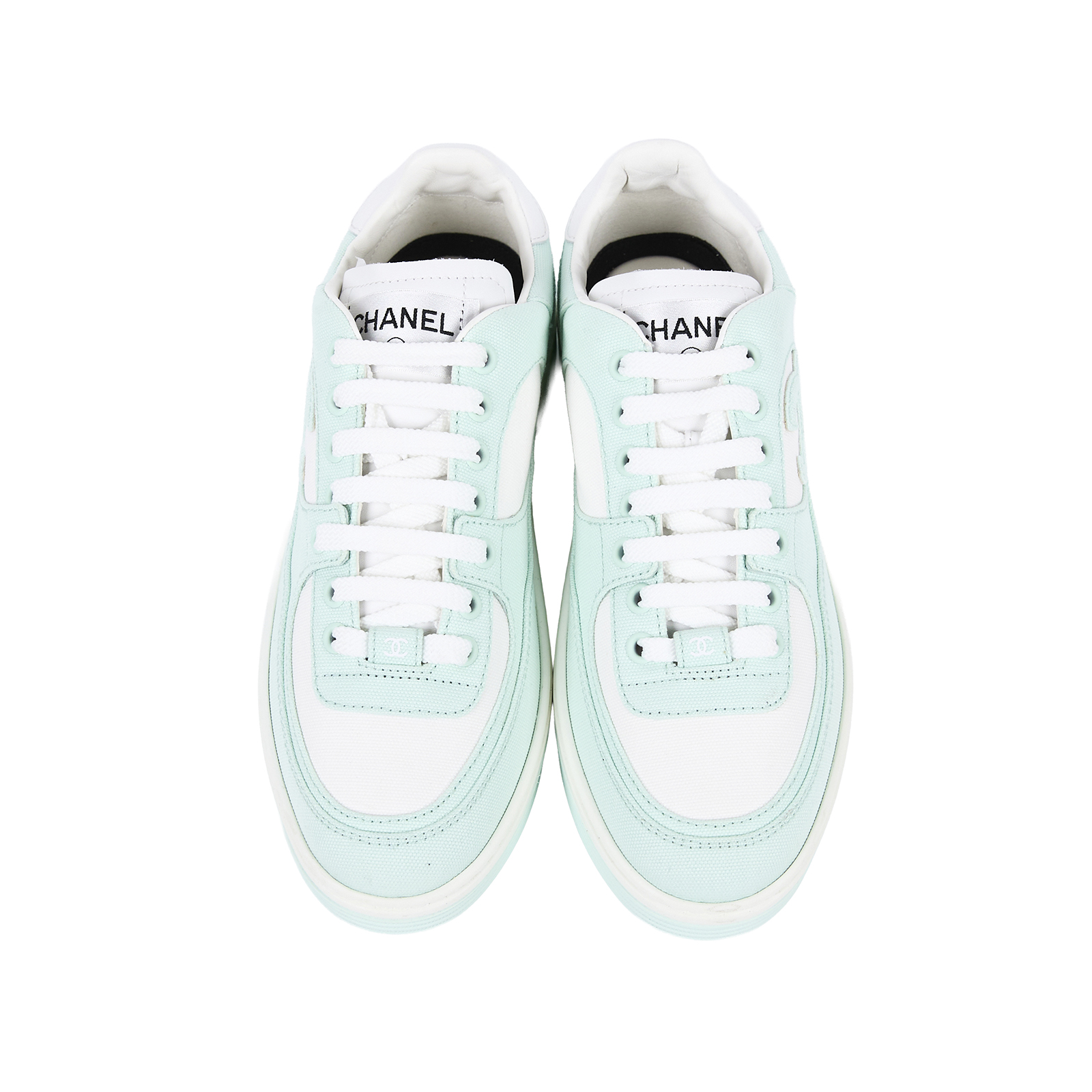 香奈兒 CHANEL CC LOGO 球鞋 運動鞋 G45352_385 綠帆布運動鞋 無附屬品
