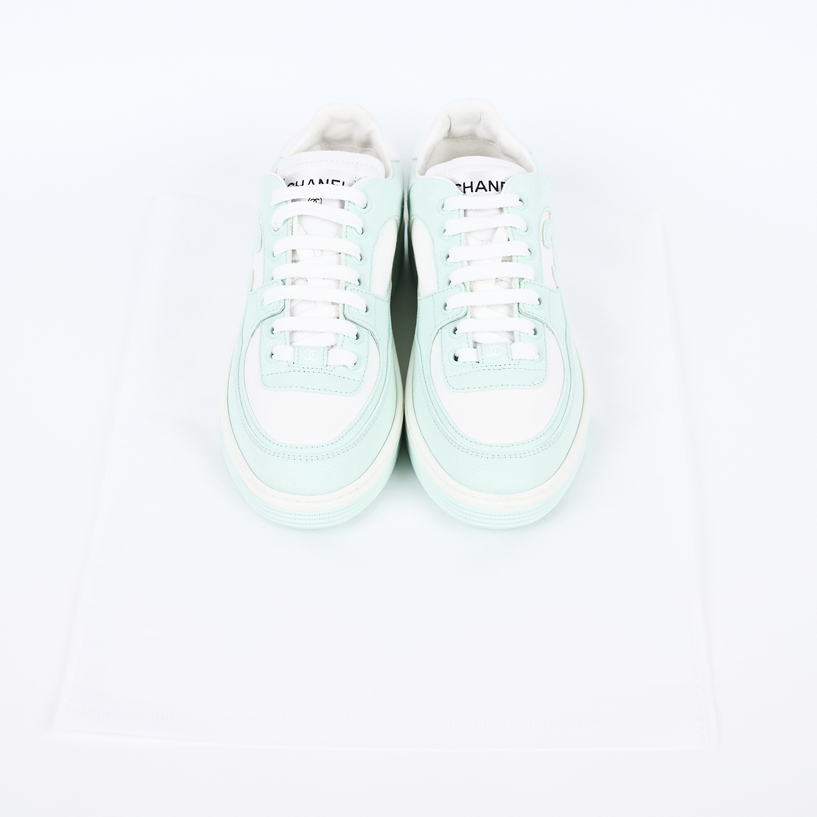 香奈兒 CHANEL CC LOGO 球鞋 運動鞋 G45352_385 綠帆布運動鞋 無附屬品