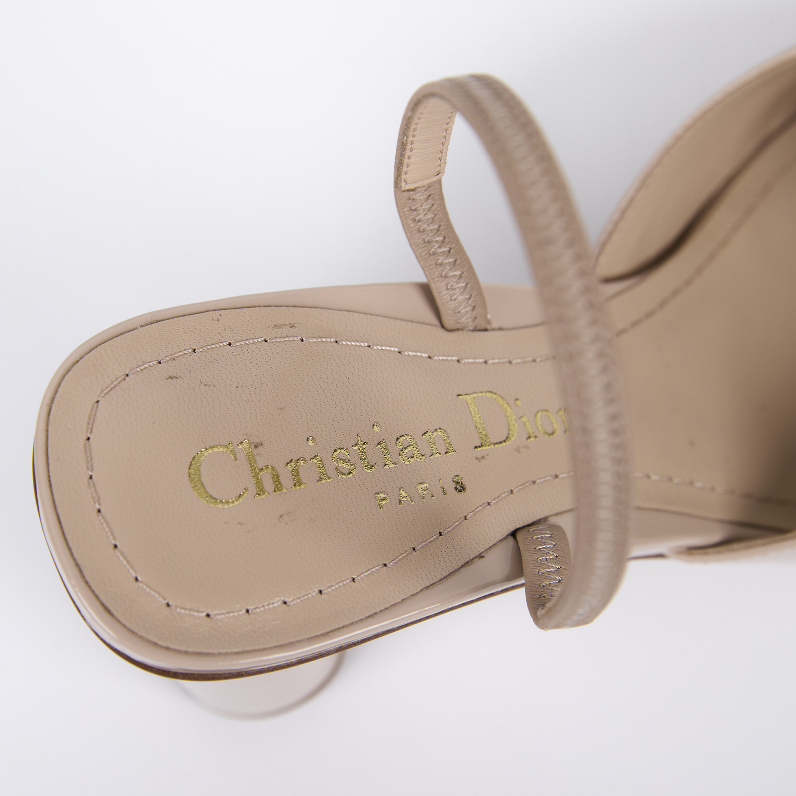 迪奧 CHRISTIAN DIOR Cest Dior 後繫帶高跟鞋 KCV073VNI_36 粉色漆皮跟鞋 原廠盒子/防塵袋