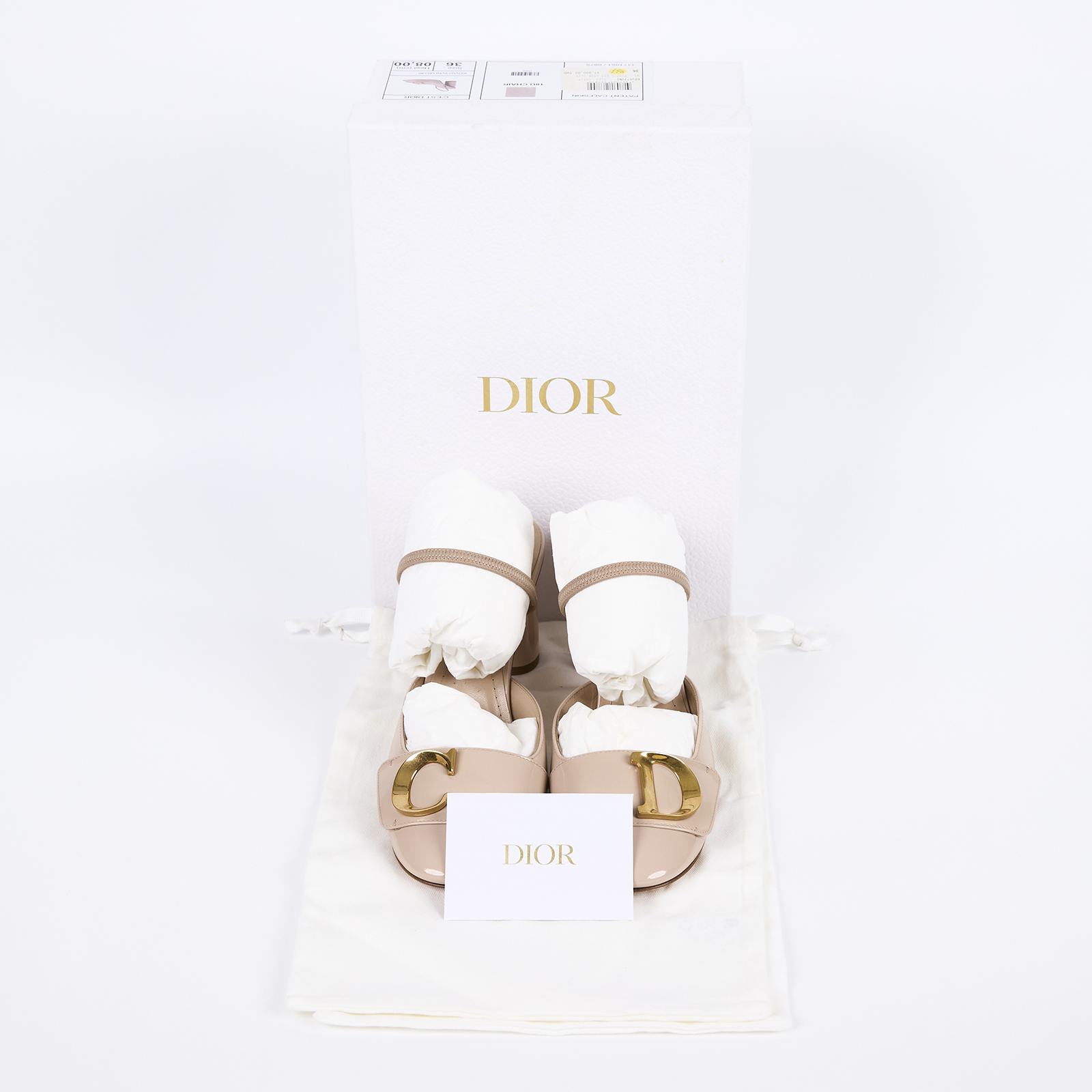 迪奧 CHRISTIAN DIOR Cest Dior 後繫帶高跟鞋 KCV073VNI_36 粉色漆皮跟鞋 原廠盒子/防塵袋