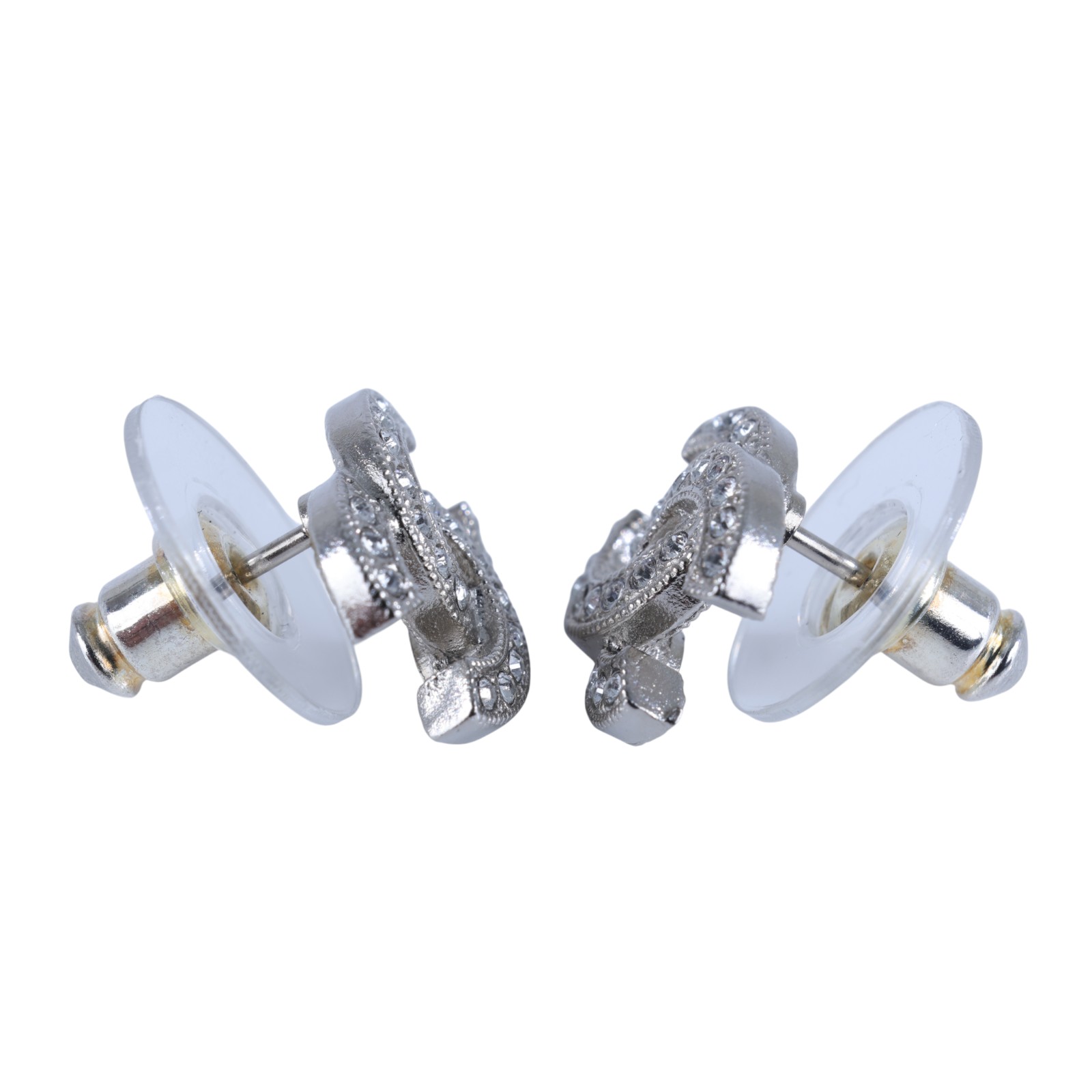 香奈兒 CHANEL CC LOGO 耳環 耳釘 F22/V 銀色水鑽LOGO耳環 無附屬品