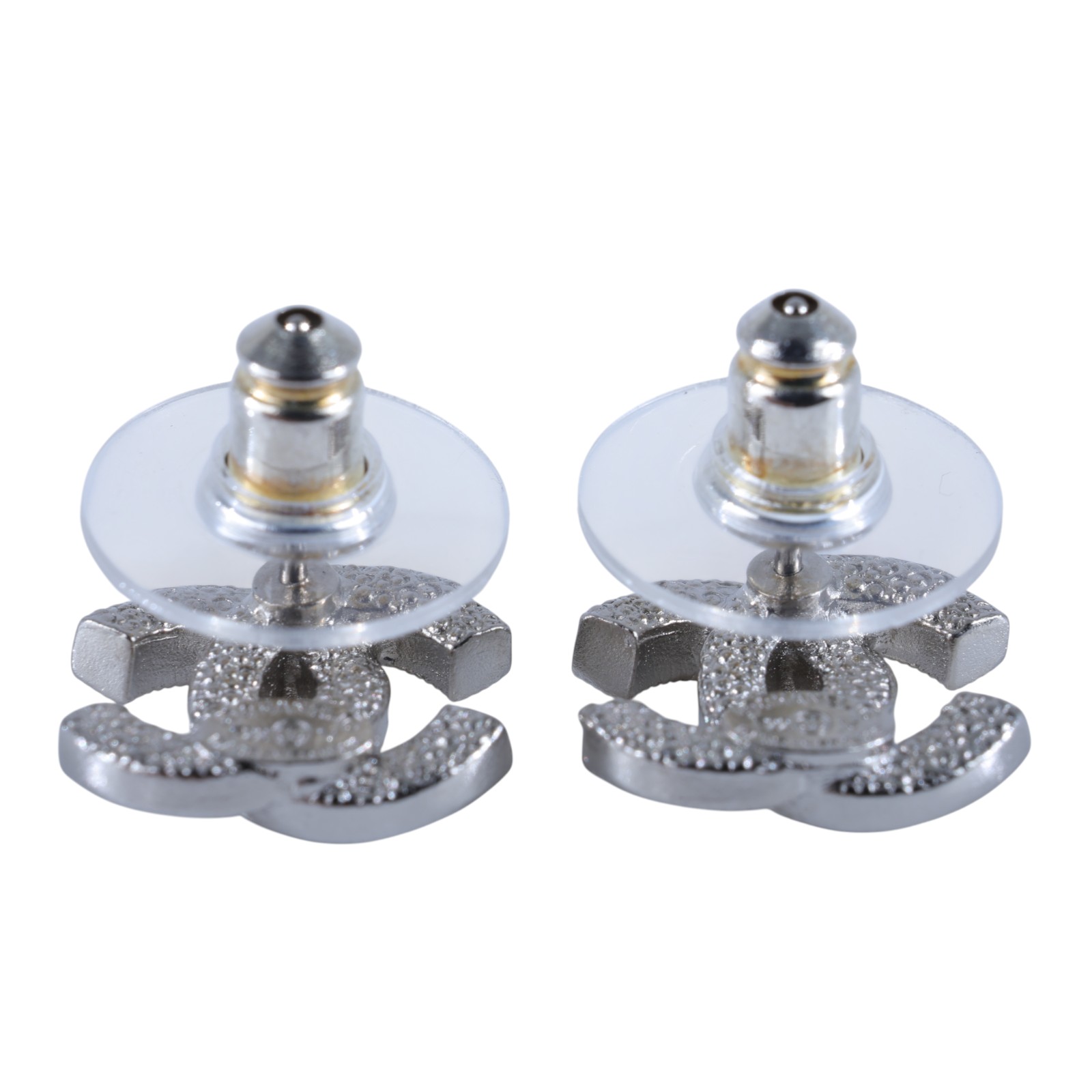 香奈兒 CHANEL CC LOGO 耳環 耳釘 F22/V 銀色水鑽LOGO耳環 無附屬品