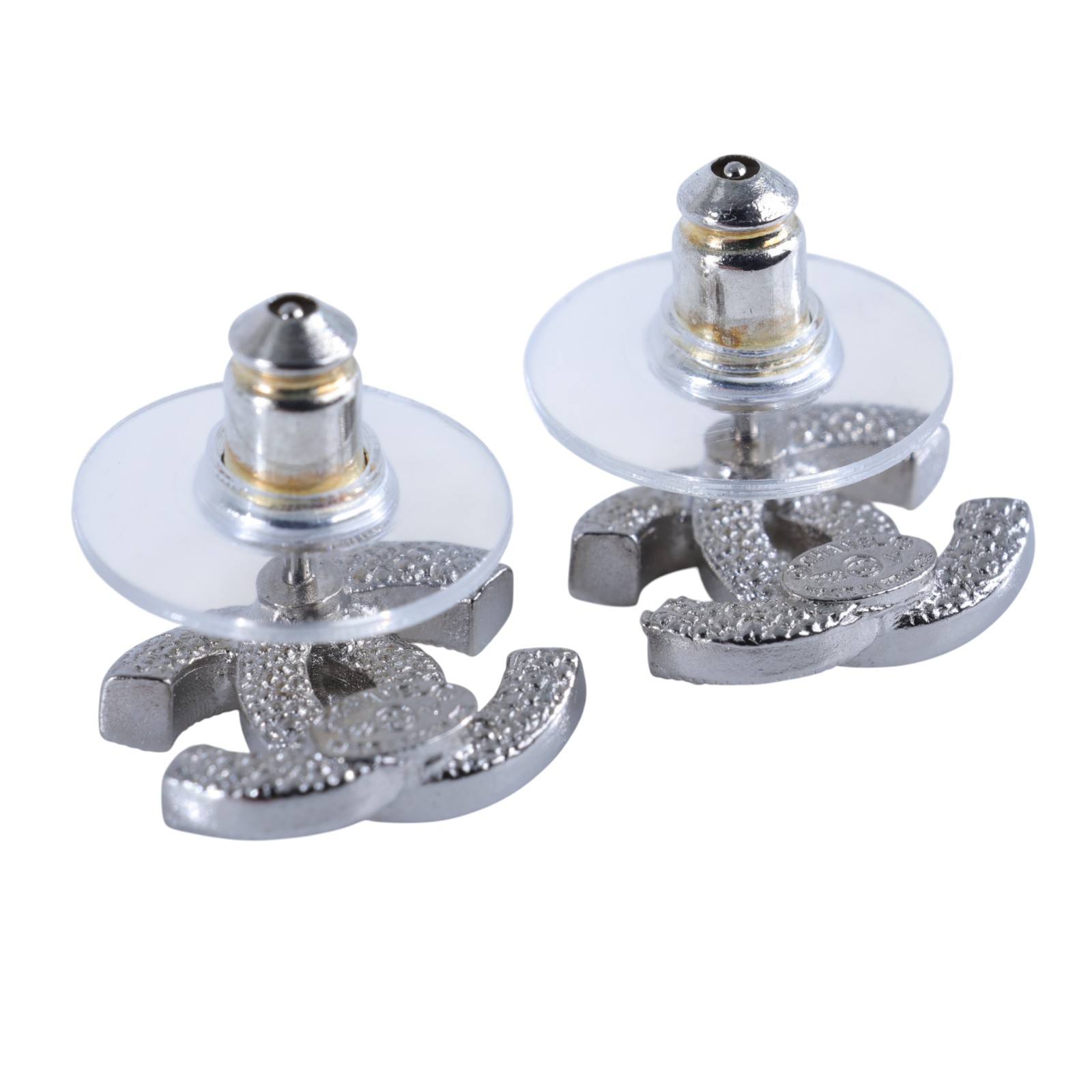 香奈兒 CHANEL CC LOGO 耳環 耳釘 F22/V 銀色水鑽LOGO耳環 無附屬品