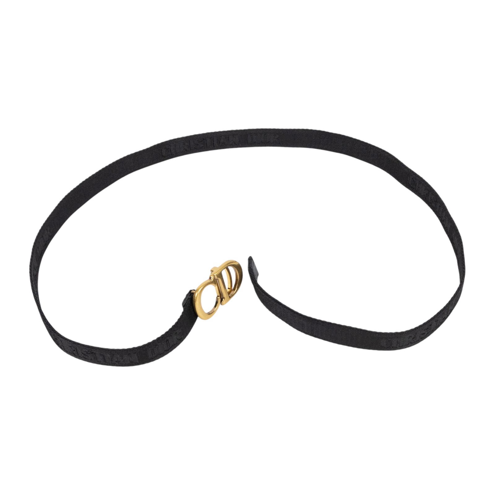 迪奧 CHRISTIAN DIOR CD Saddle 腰帶 0WBM11BLTA 黑織布復古金CD皮帶 原廠盒子/防塵袋