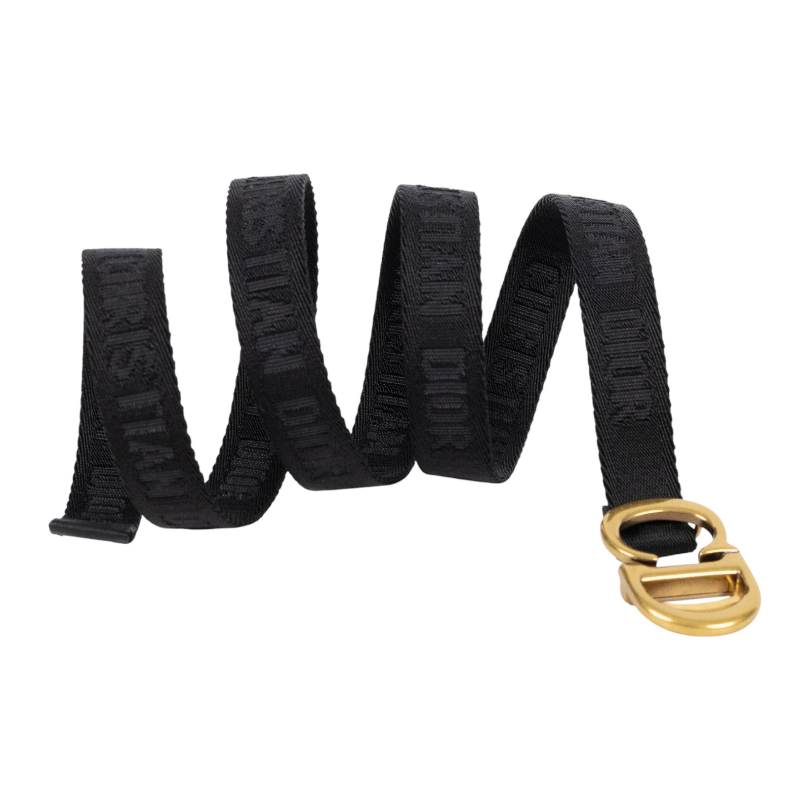 迪奧 CHRISTIAN DIOR CD Saddle 腰帶 0WBM11BLTA 黑織布復古金CD皮帶 原廠盒子/防塵袋