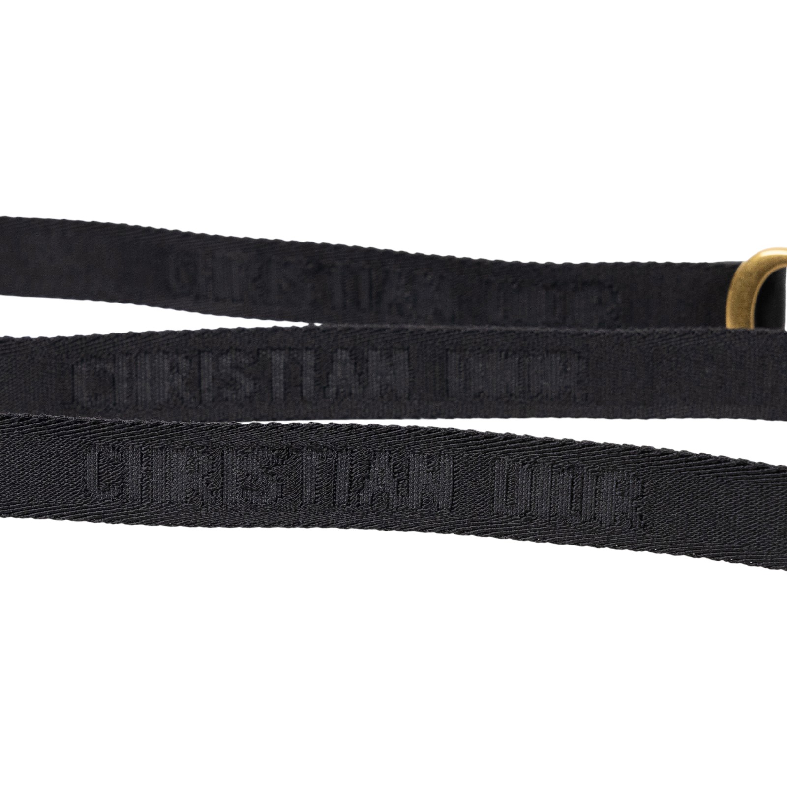 迪奧 CHRISTIAN DIOR CD Saddle 腰帶 0WBM11BLTA 黑織布復古金CD皮帶 原廠盒子/防塵袋