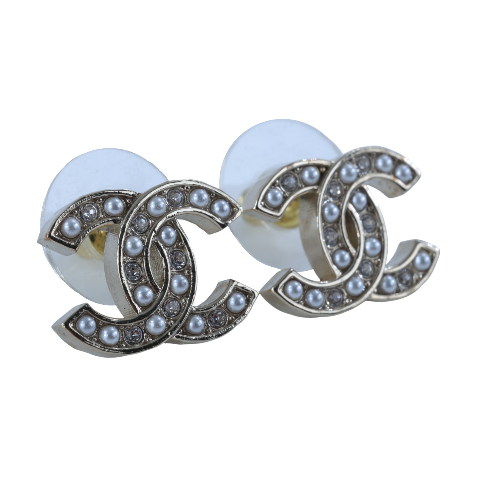 香奈兒 CHANEL CC LOGO 耳環 耳釘 I23/B 水鑽珍珠雙C耳環 無附屬品