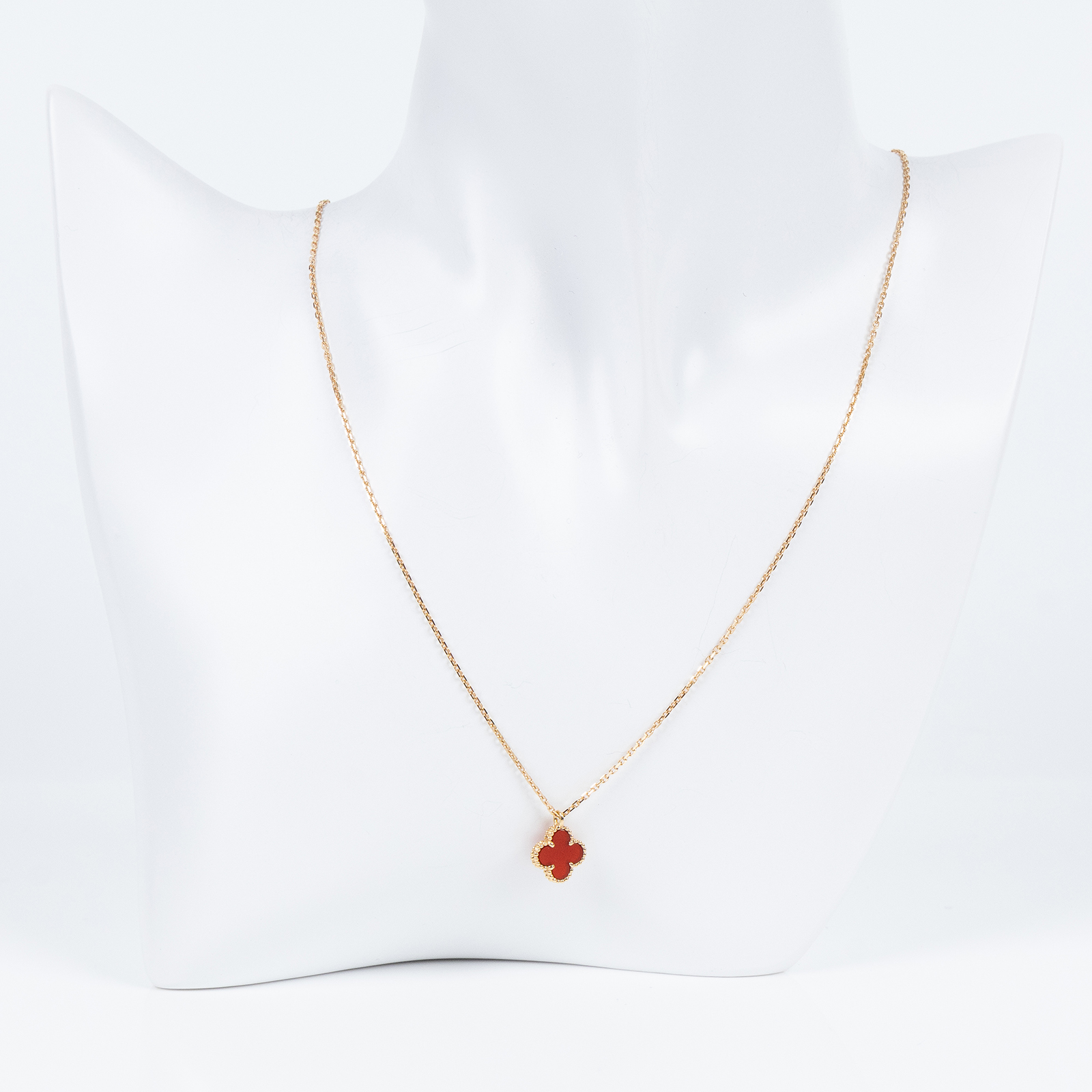 梵克雅寶 Van Cleef & Arpels Vintage Alhambra 吊墜 小型 VCARD38500 YG 紅玉髓幸運草項鍊 無附屬品