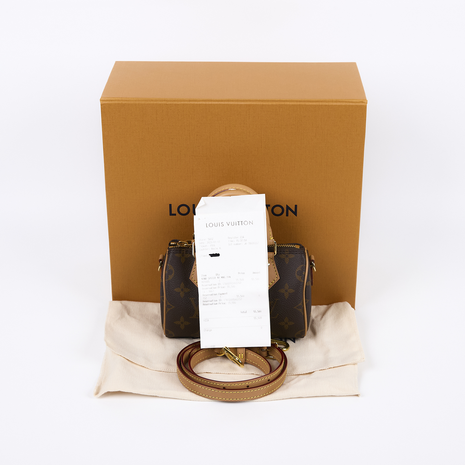 路易威登 LOUIS VUITTON Nano Speedy 原花 手提 肩背包 M81085 原花NANO SPEEDY 原廠盒子/防塵袋/購買證明