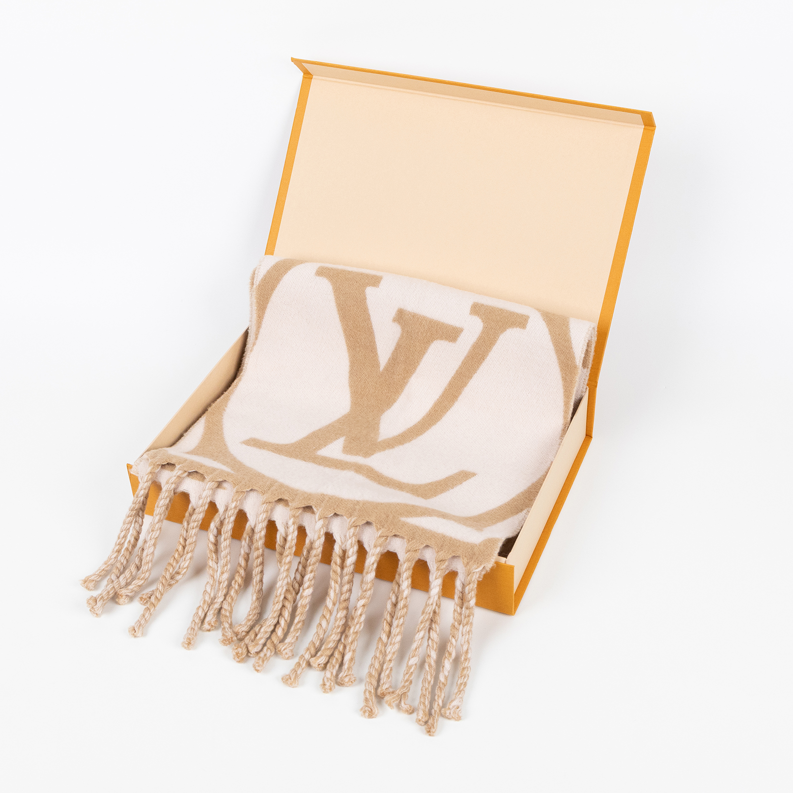 路易威登 LOUIS VUITTON LV Medallion 圍巾 玫瑰米黄 M79213 粉色大LOGO圍巾 原廠盒子